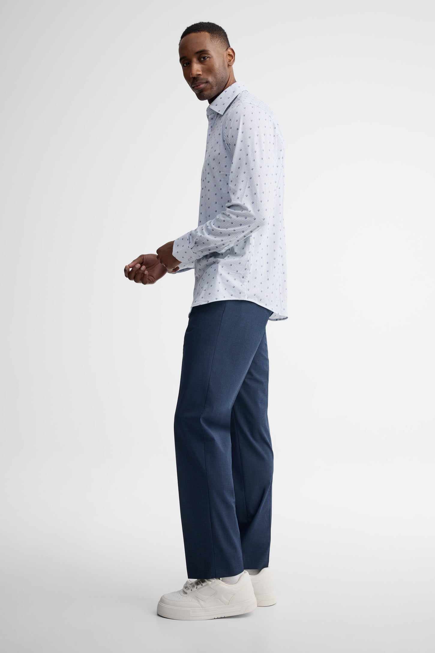 Chemise manches longes coupe ajustée coton - Homme && BLANC MULTI