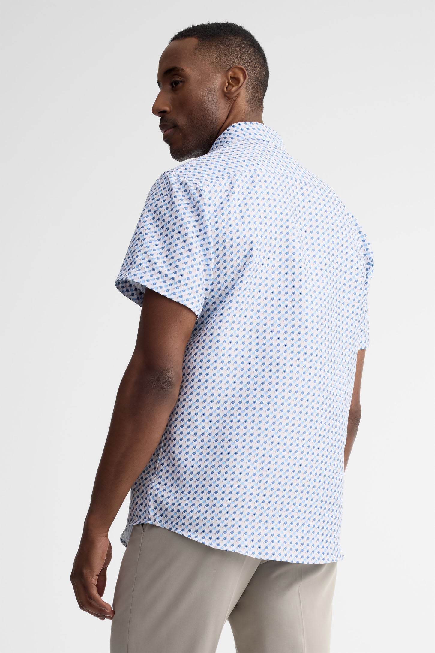 Chemise manches courtes coupe ajustée coton - Homme && BLANC MULTI