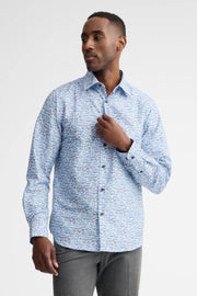 Chemise manches longes coupe ajustée coton - Homme && BLEU MULTI