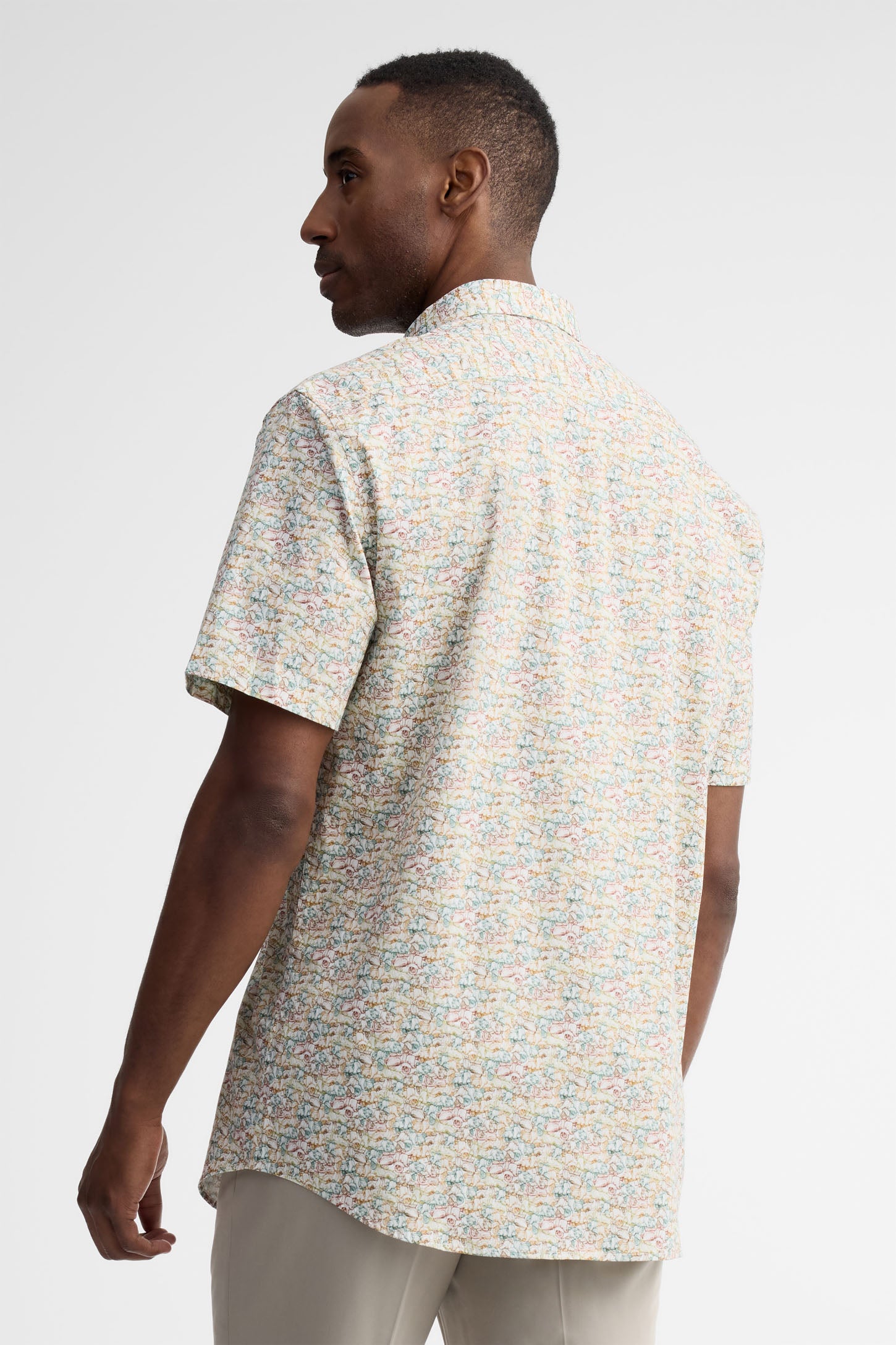 Chemise manches courtes coupe ajustée coton - Homme && MULTI