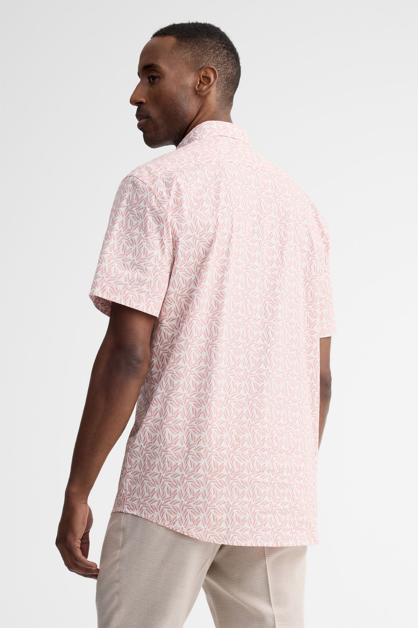 Chemise manches courtes coupe ajustée coton - Homme && ROSE MULTI