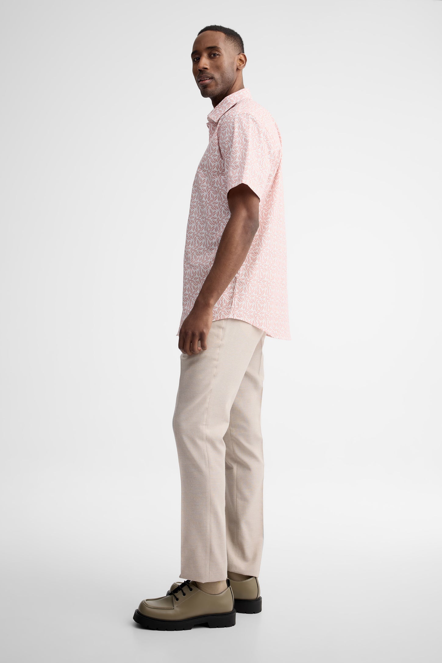 Chemise manches courtes coupe ajustée coton - Homme && ROSE MULTI
