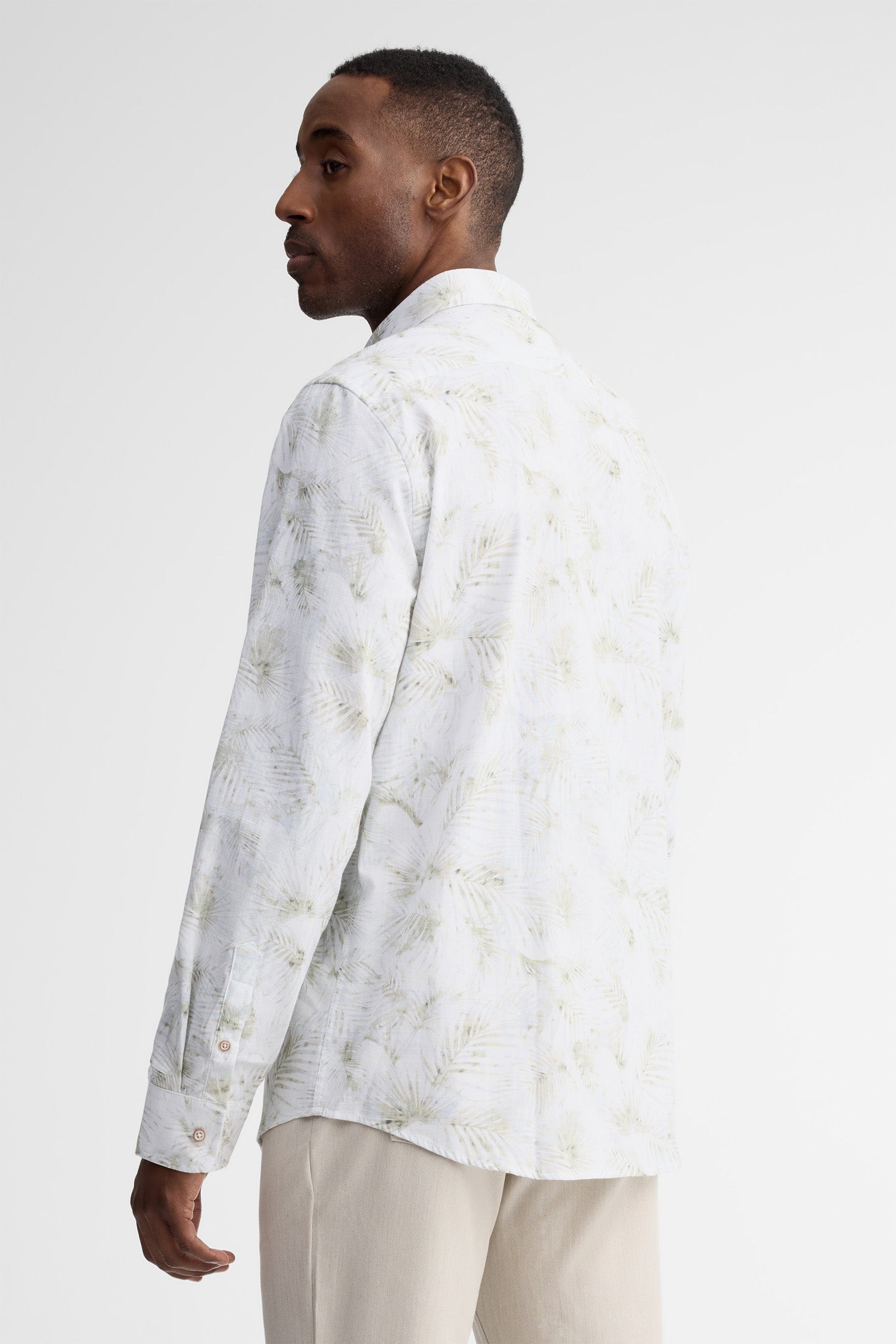 Chemise manches longes coupe ajustée coton - Homme && BEIGE/MULTI