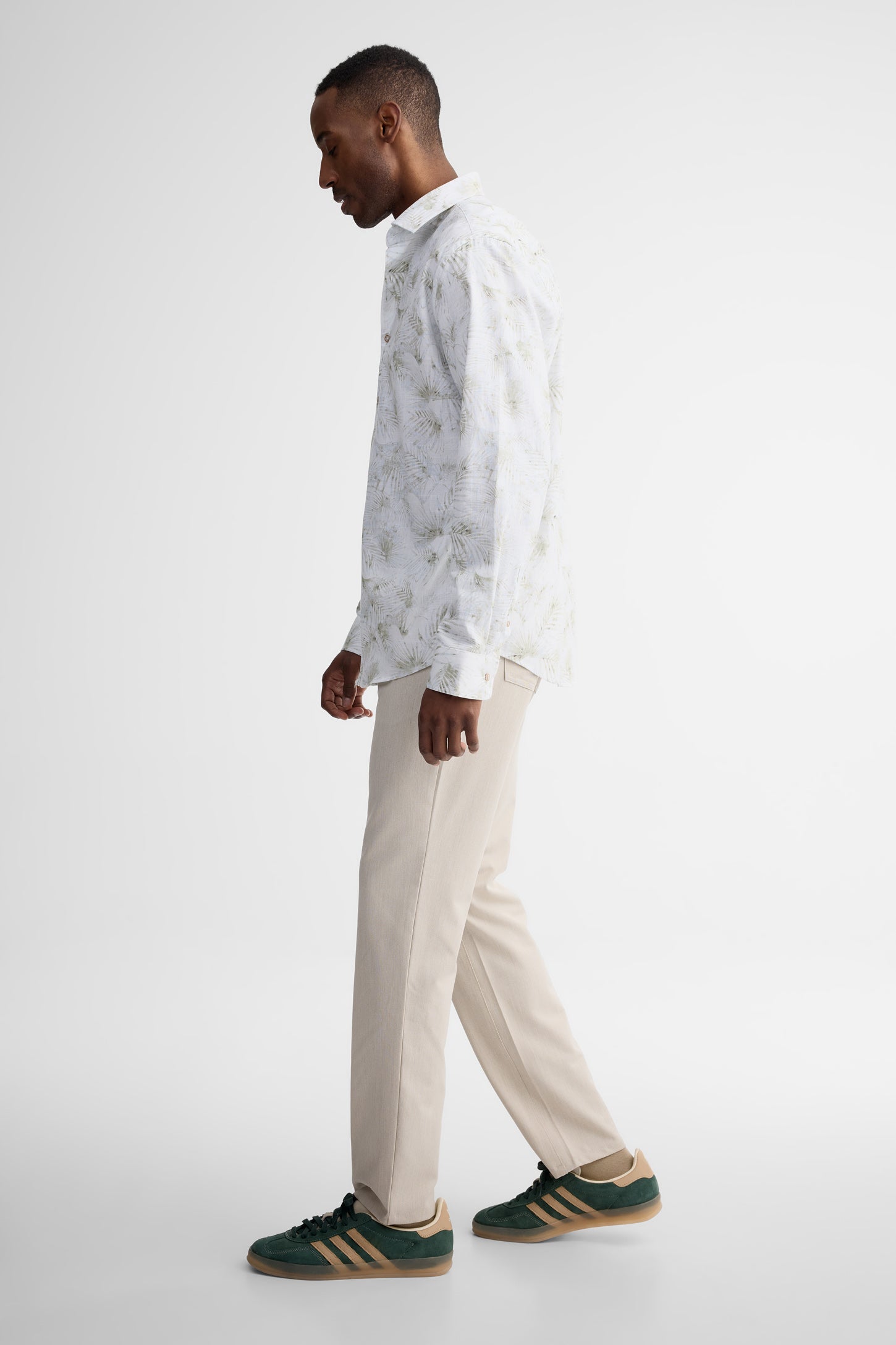 Chemise manches longes coupe ajustée coton - Homme && BEIGE/MULTI