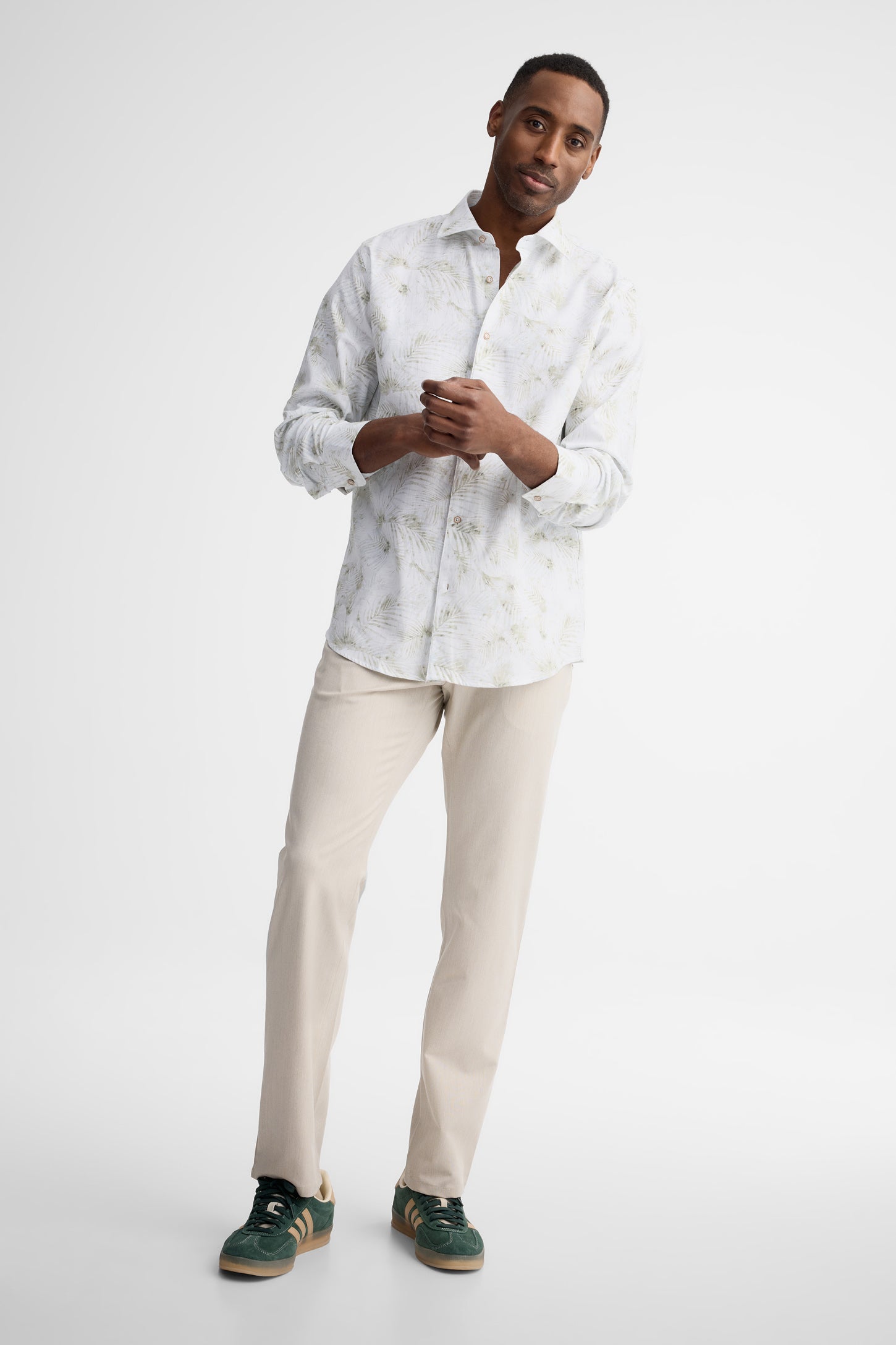 Chemise manches longes coupe ajustée coton - Homme && BEIGE/MULTI