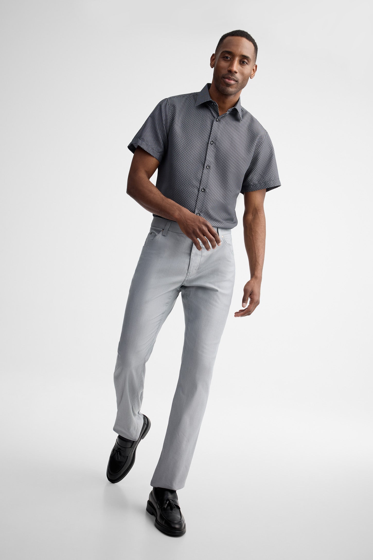 Pantalon coupe semi-ajustée habillé - Homme && GRIS PALE