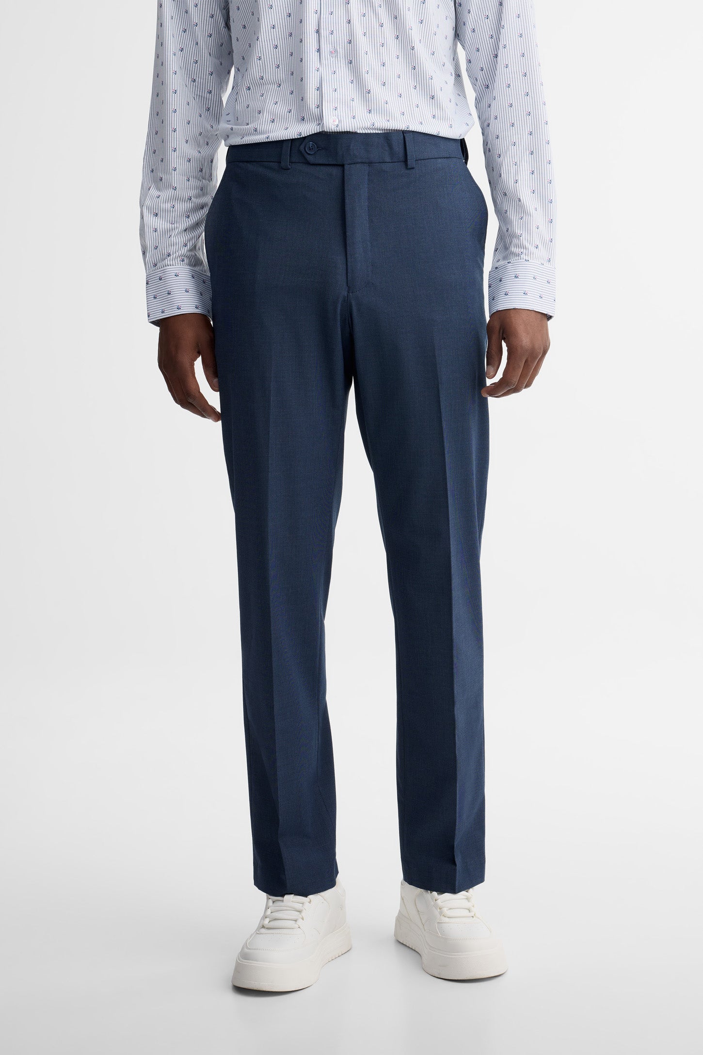 Pantalon coupe régulière pied-de-poule - Homme && MARIN
