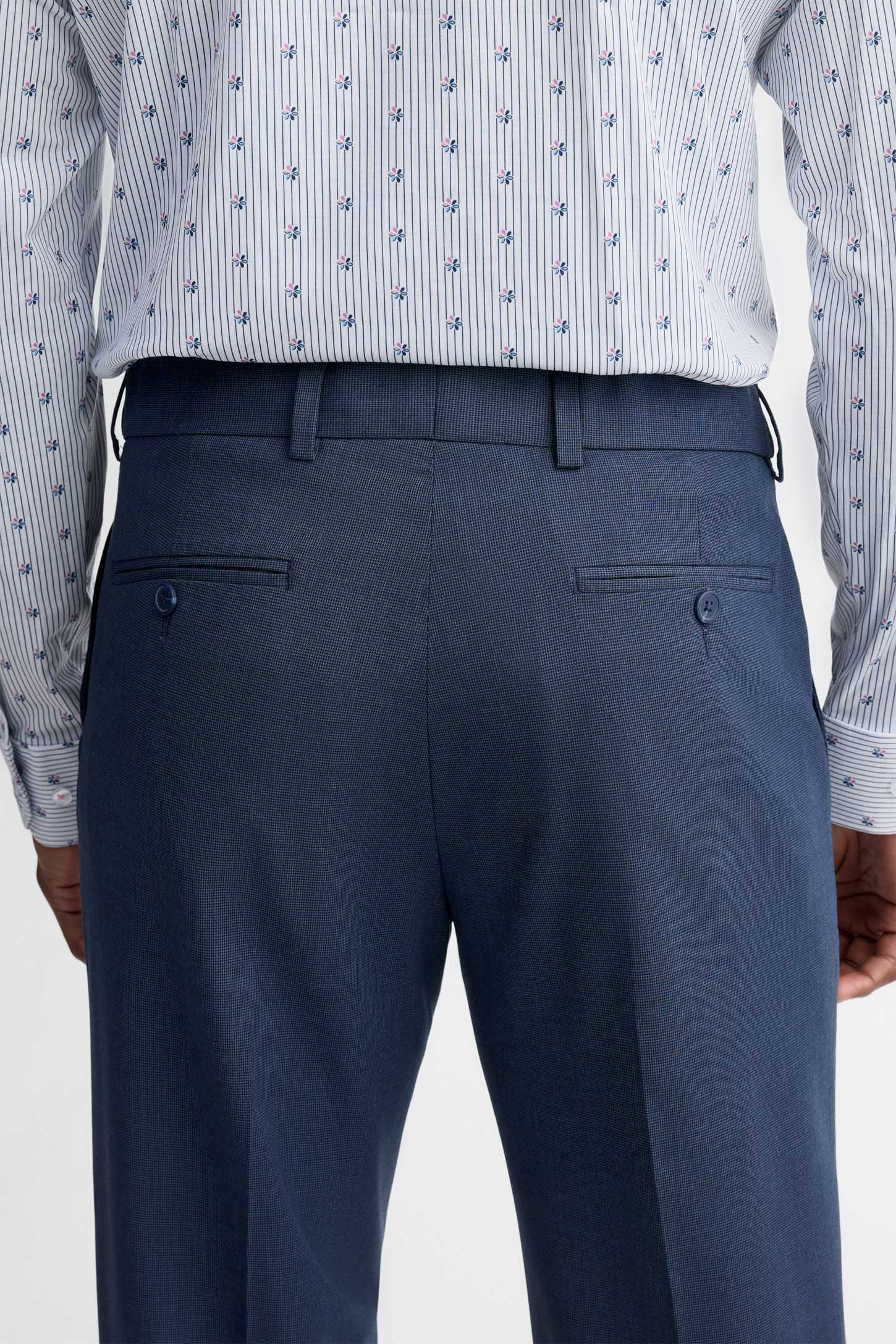 Pantalon coupe régulière pied-de-poule - Homme && MARIN