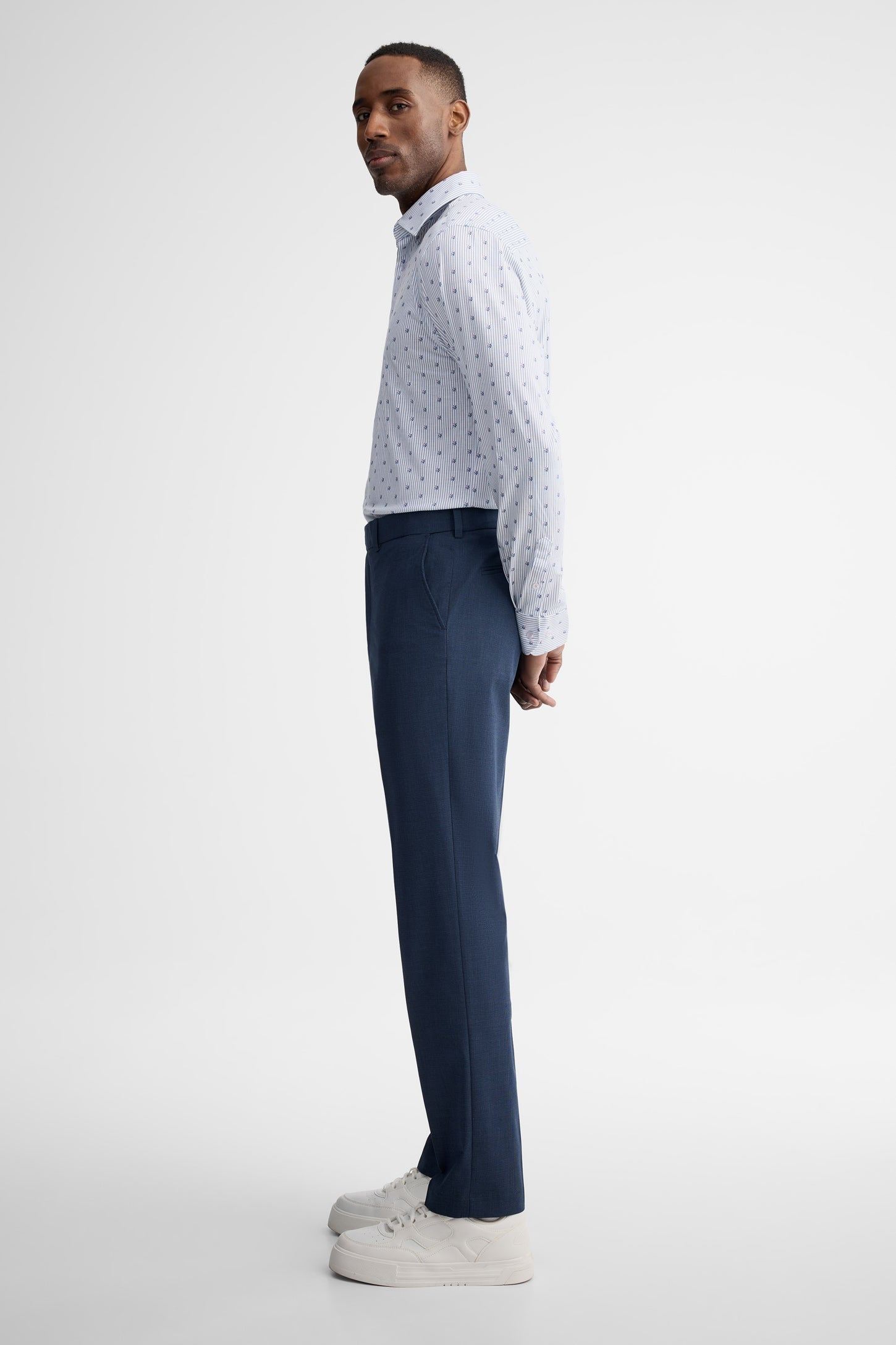 Pantalon coupe régulière pied-de-poule - Homme && MARIN