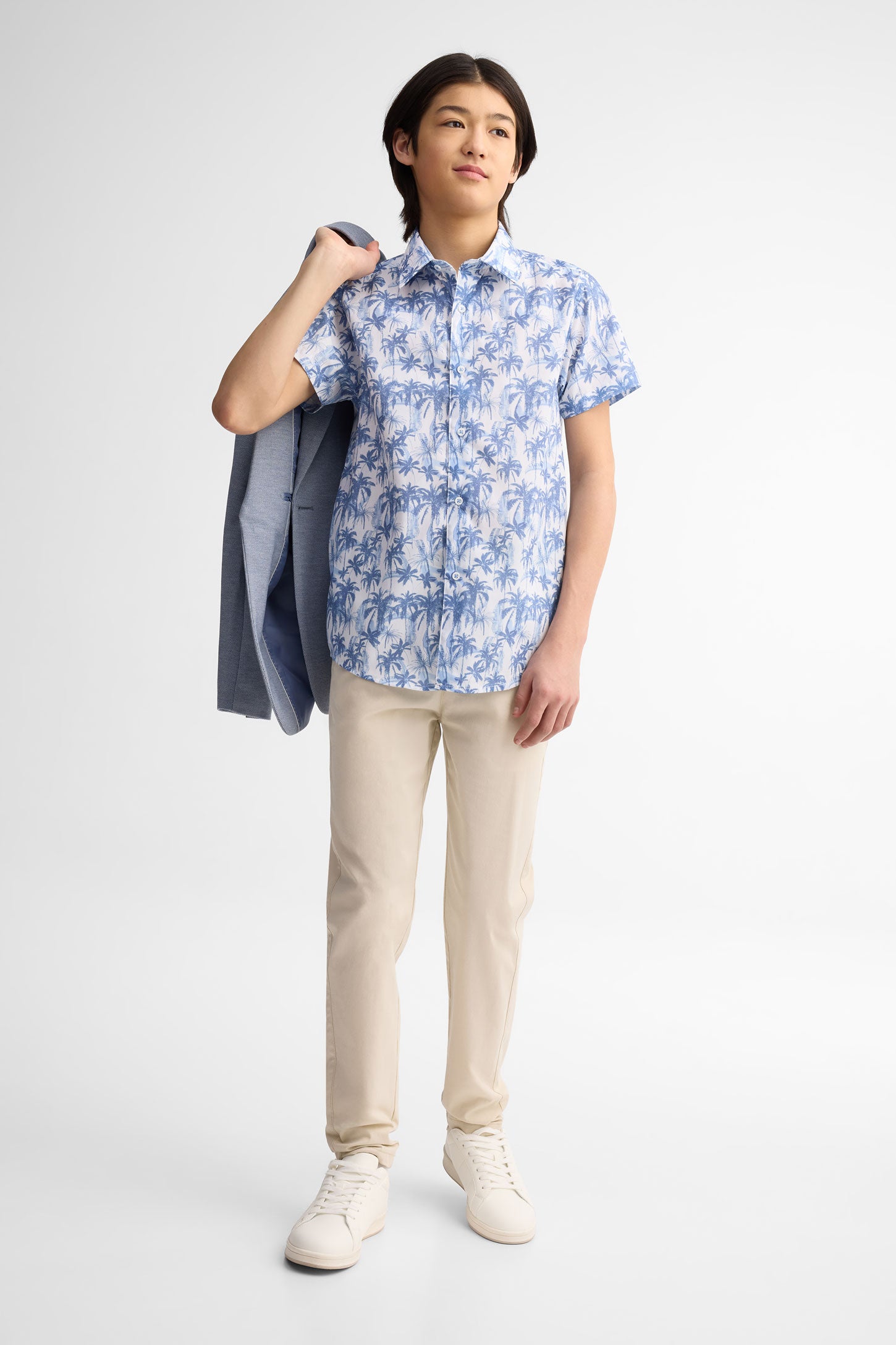 Chemise manches courtes coton - Ado garçon && BLEU