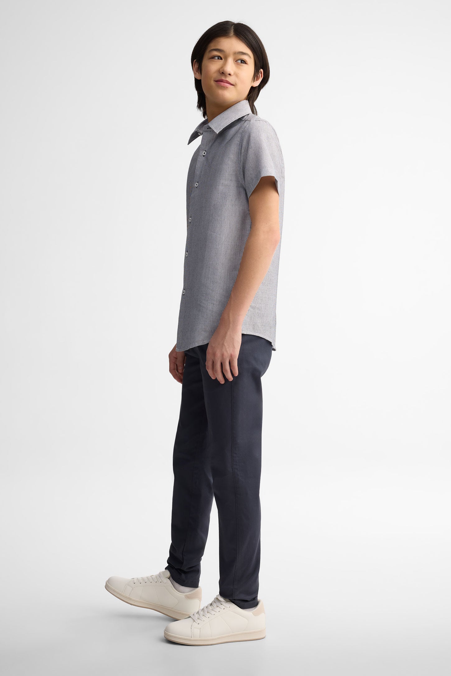 Chemise manches courtes coton - Ado garçon && GRIS