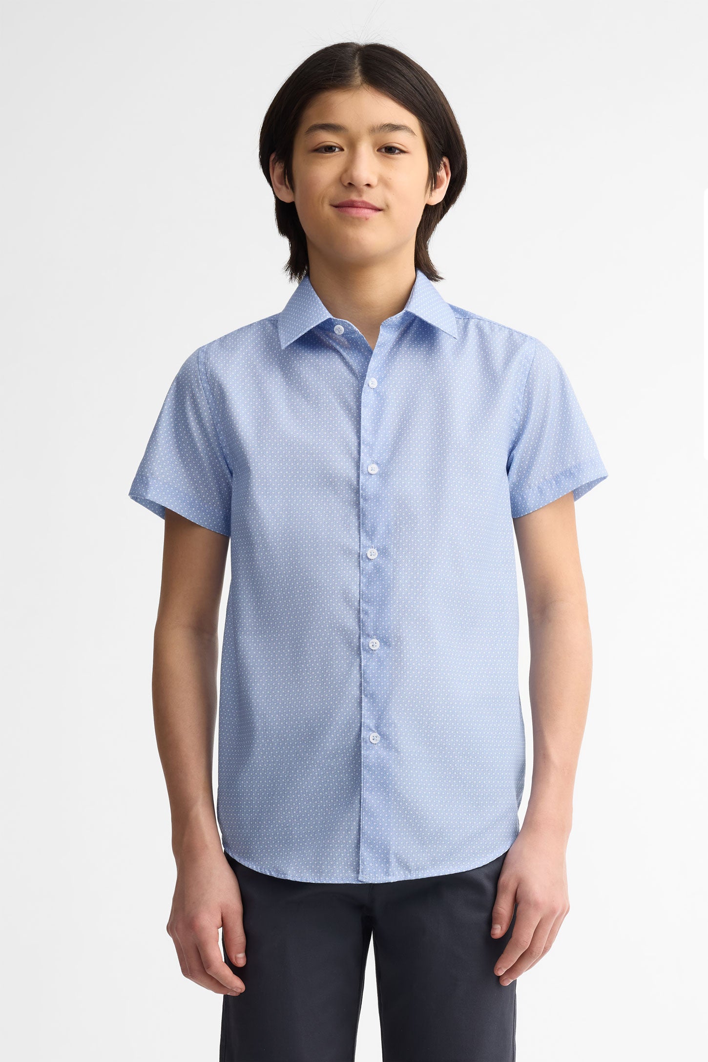 Chemise manches courtes coton - Ado garçon && BLEU