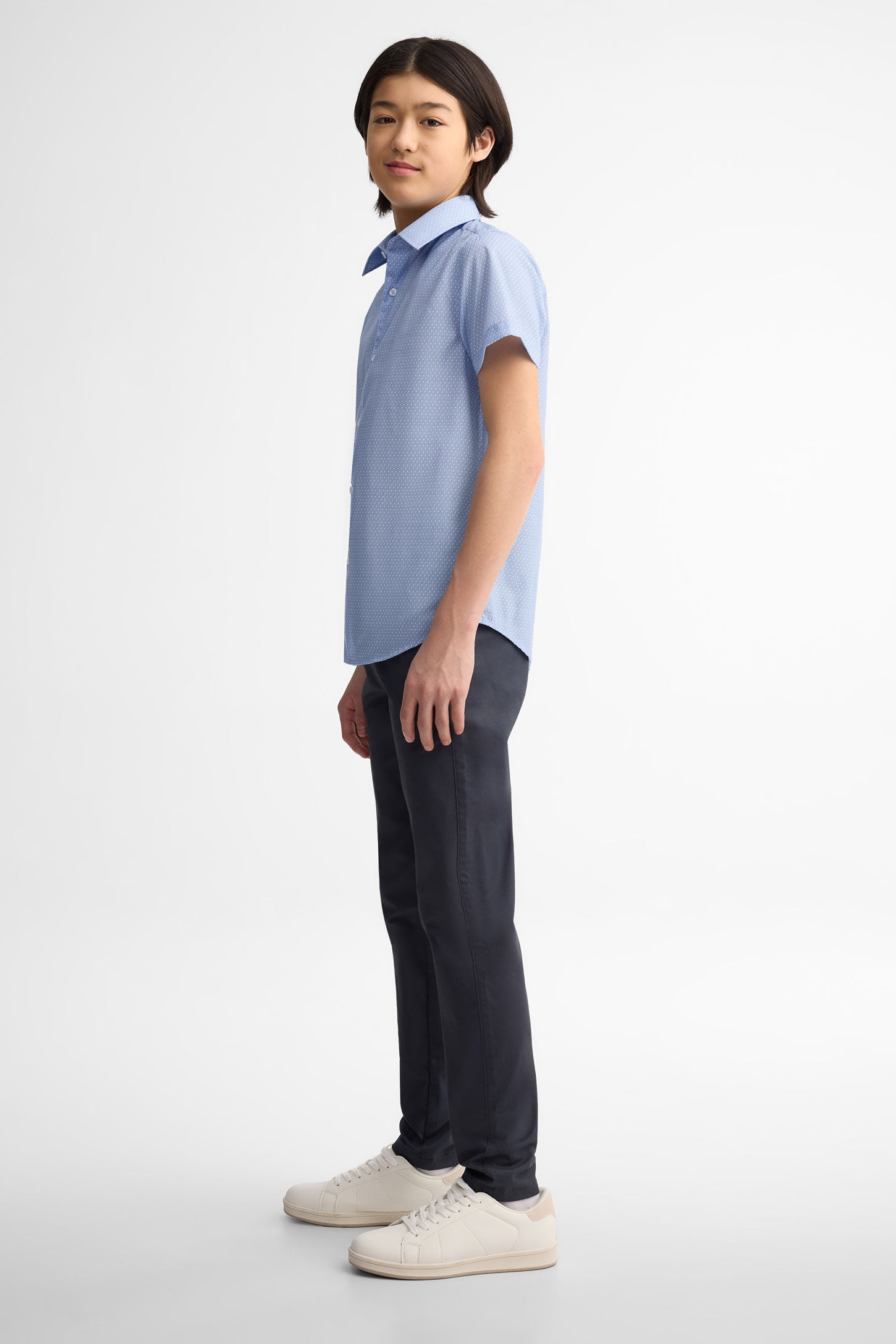 Chemise manches courtes coton - Ado garçon && BLEU