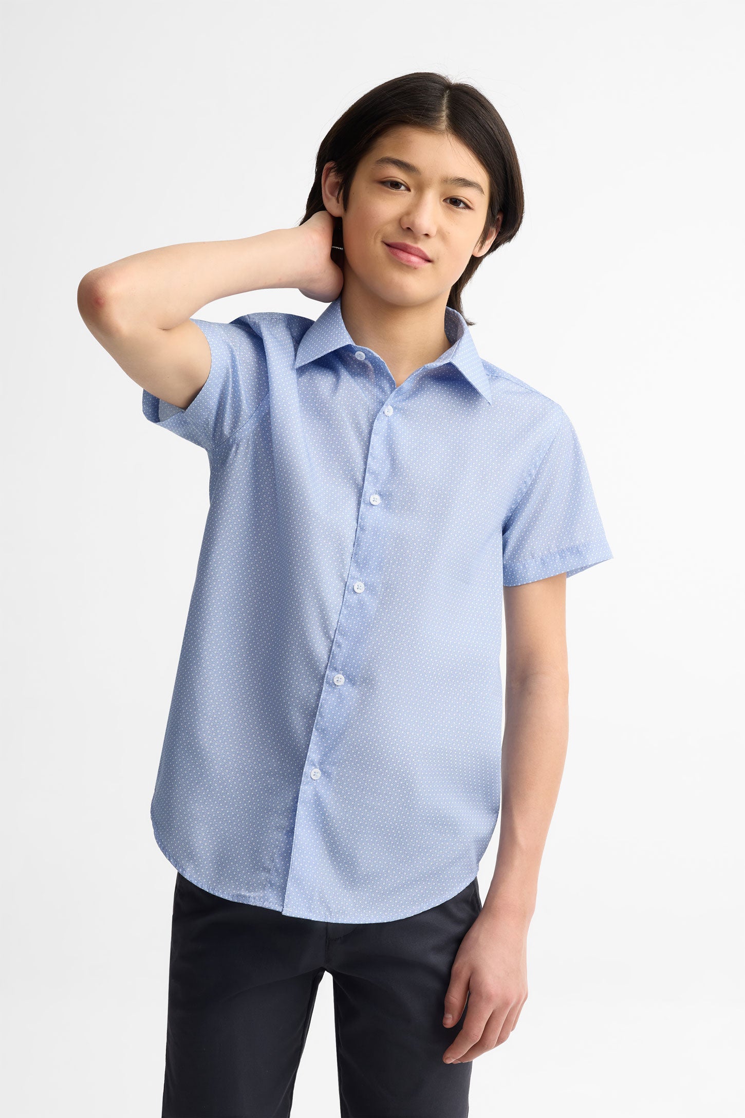Chemise manches courtes coton - Ado garçon && BLEU
