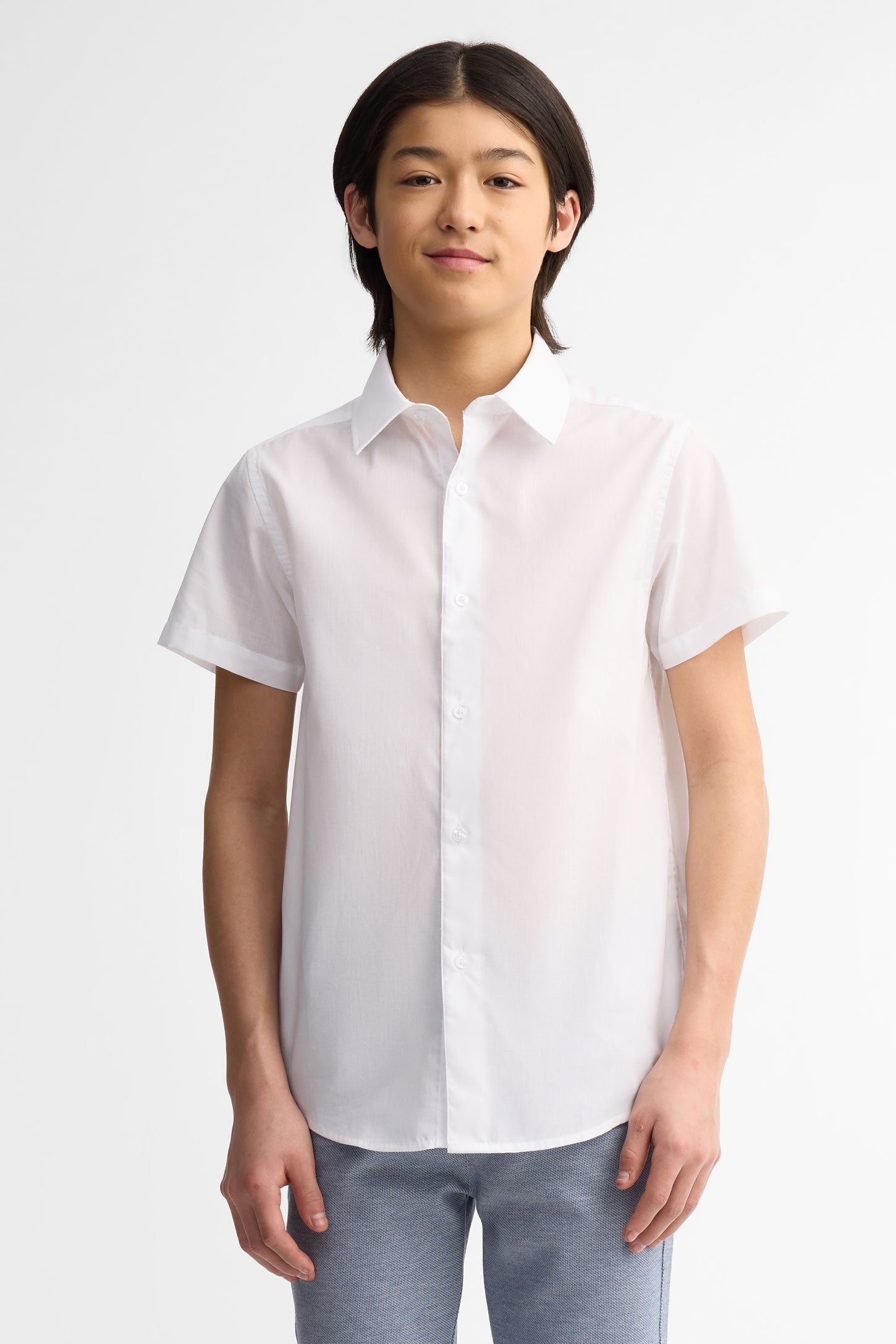 Chemise en coton à manches courtes - Ado garçon
 && BLANC