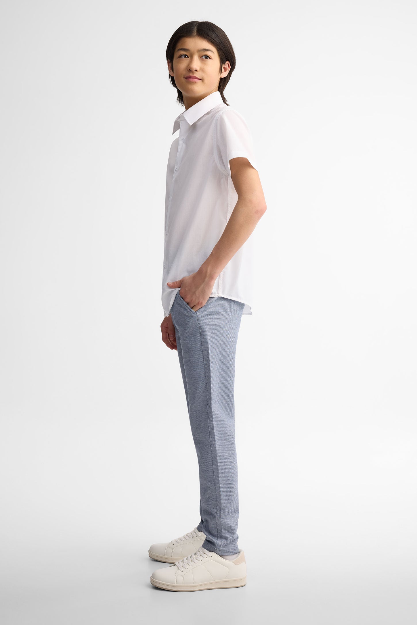 Chemise en coton à manches courtes - Ado garçon
 && BLANC