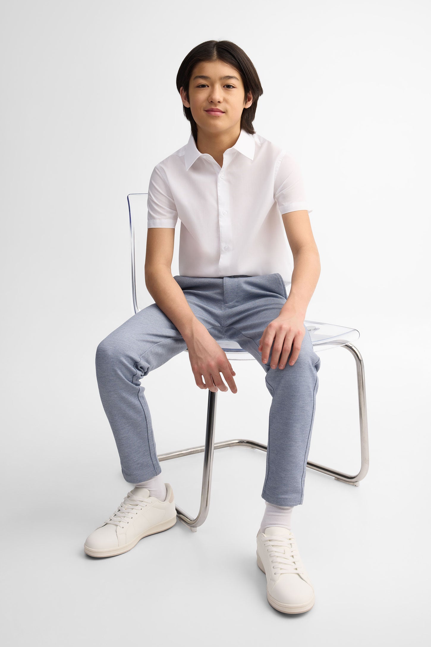 Chemise en coton à manches courtes - Ado garçon
 && BLANC