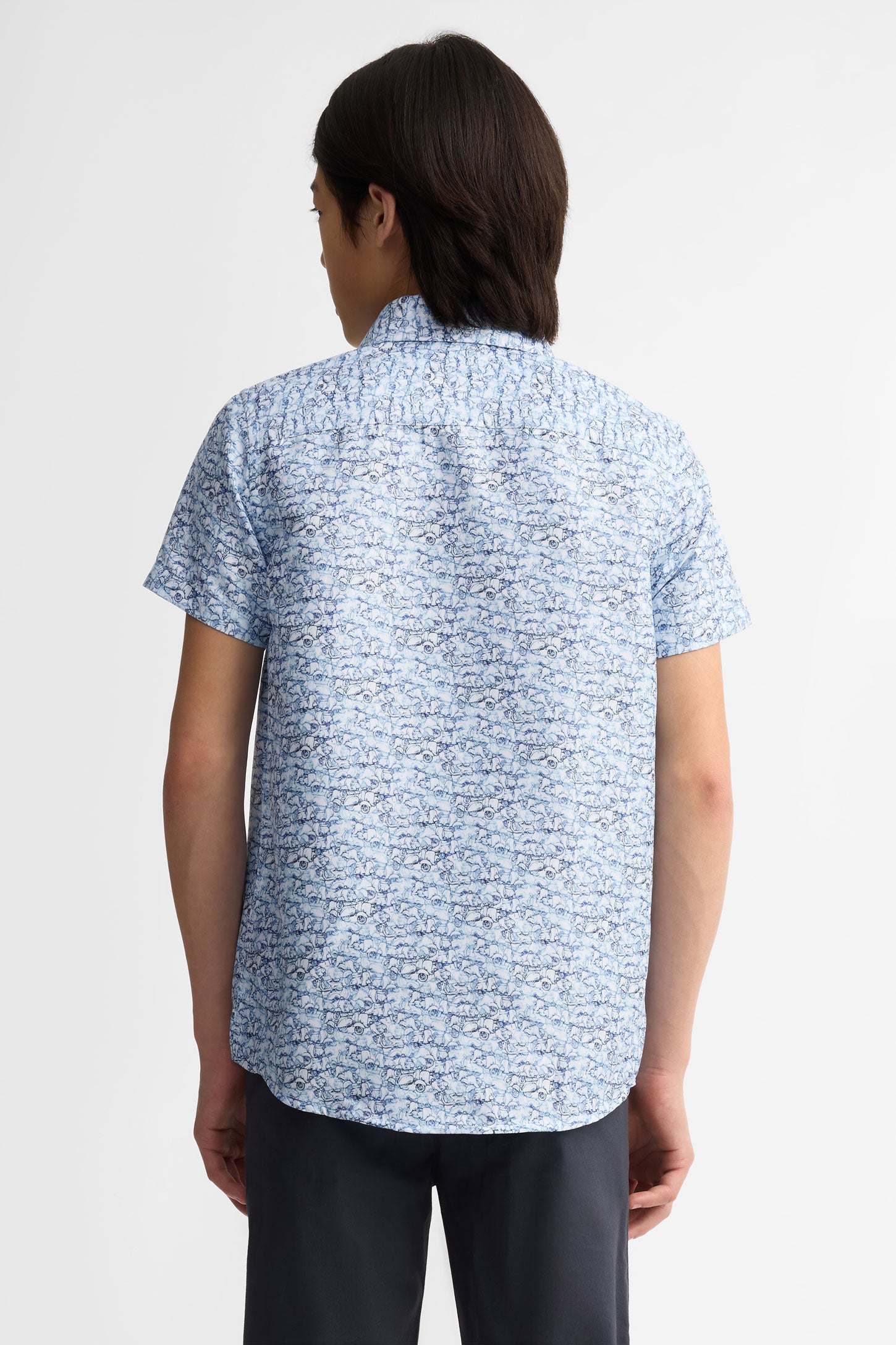 Chemise manches courtes coton - Ado garçon && BLEU