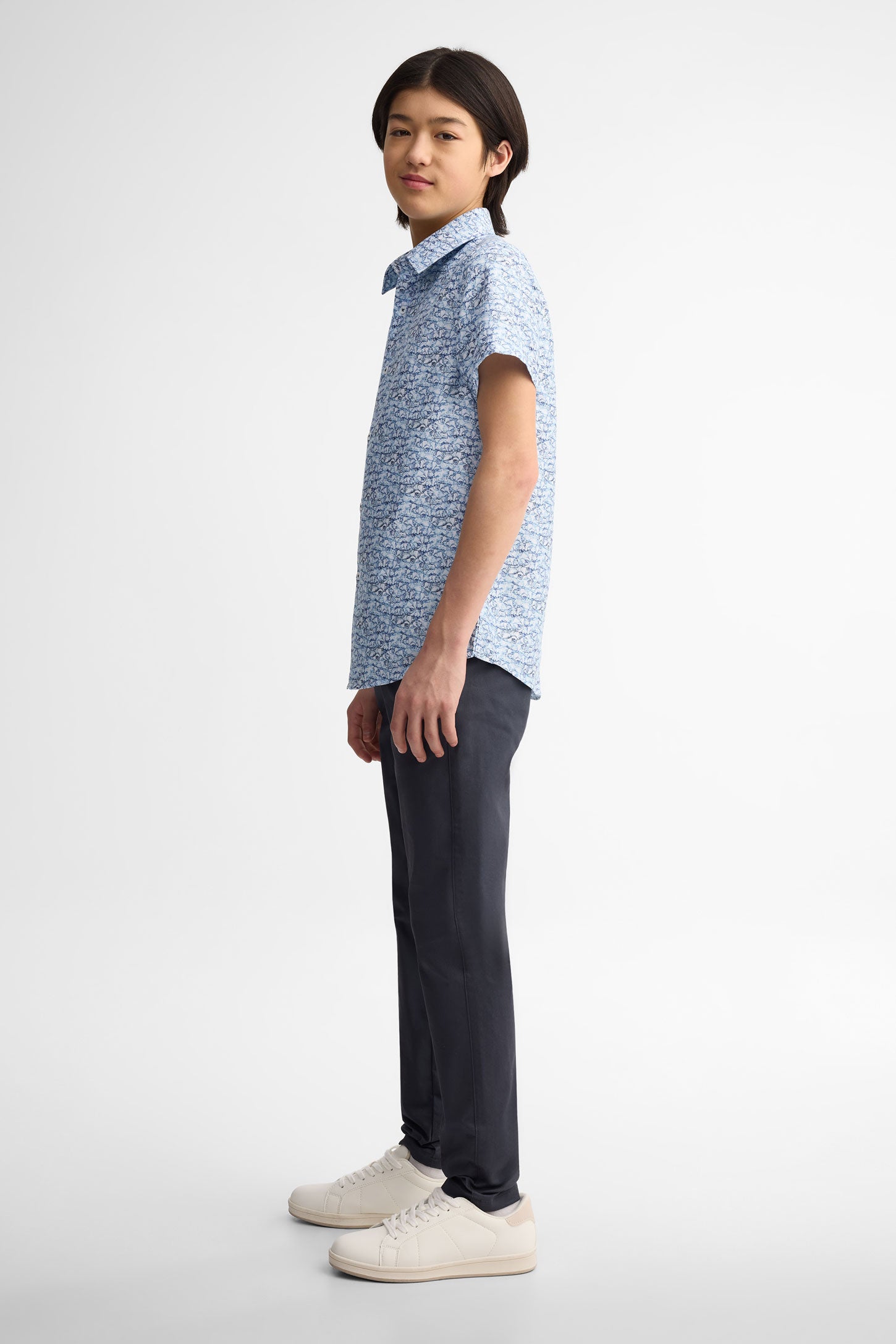 Chemise manches courtes coton - Ado garçon && BLEU