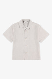 Chemise manches courtes rayée - Enfant garçon && BLANC CASSÉ