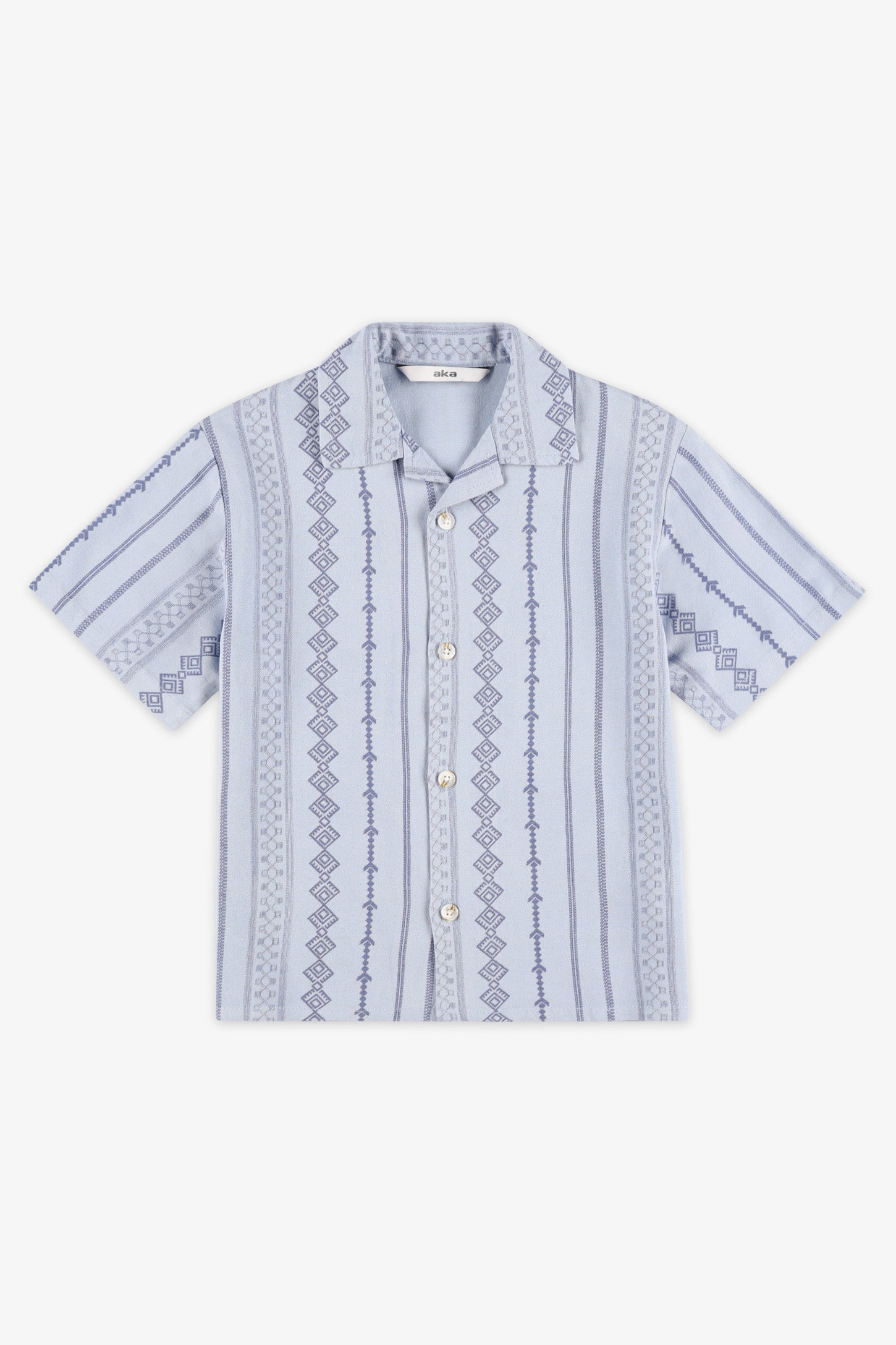 Chemise manches courtes imprimée lin - Enfant garçon && BLEU