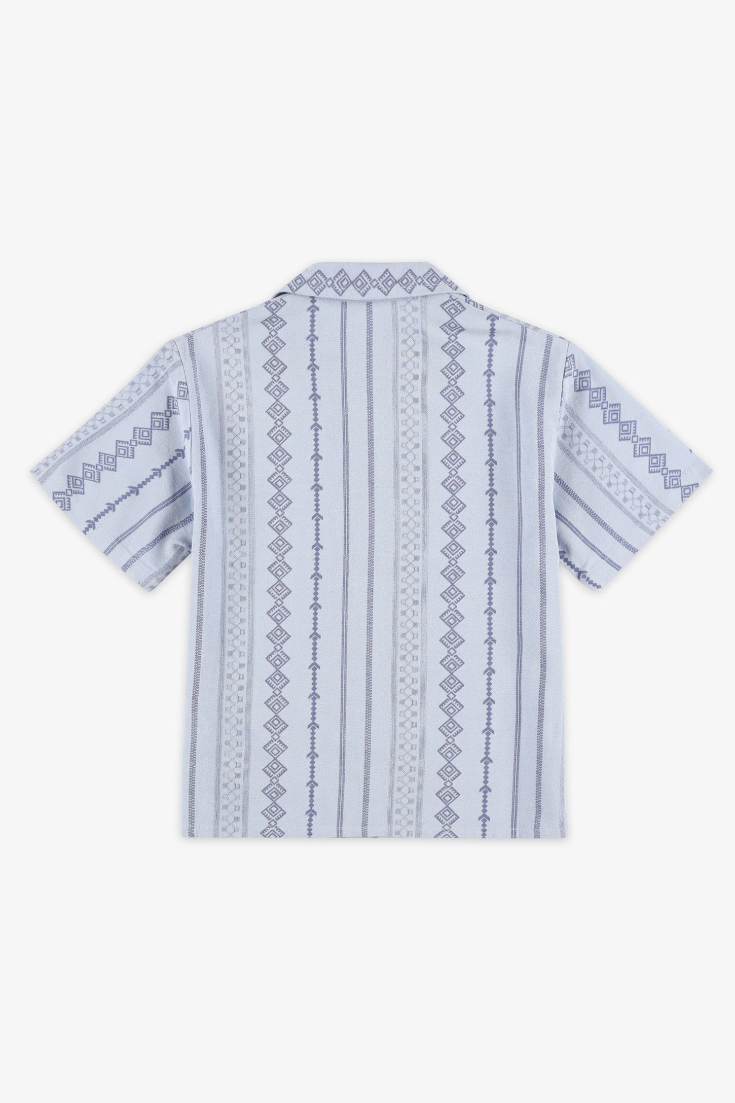 Chemise manches courtes imprimée lin - Enfant garçon && BLEU