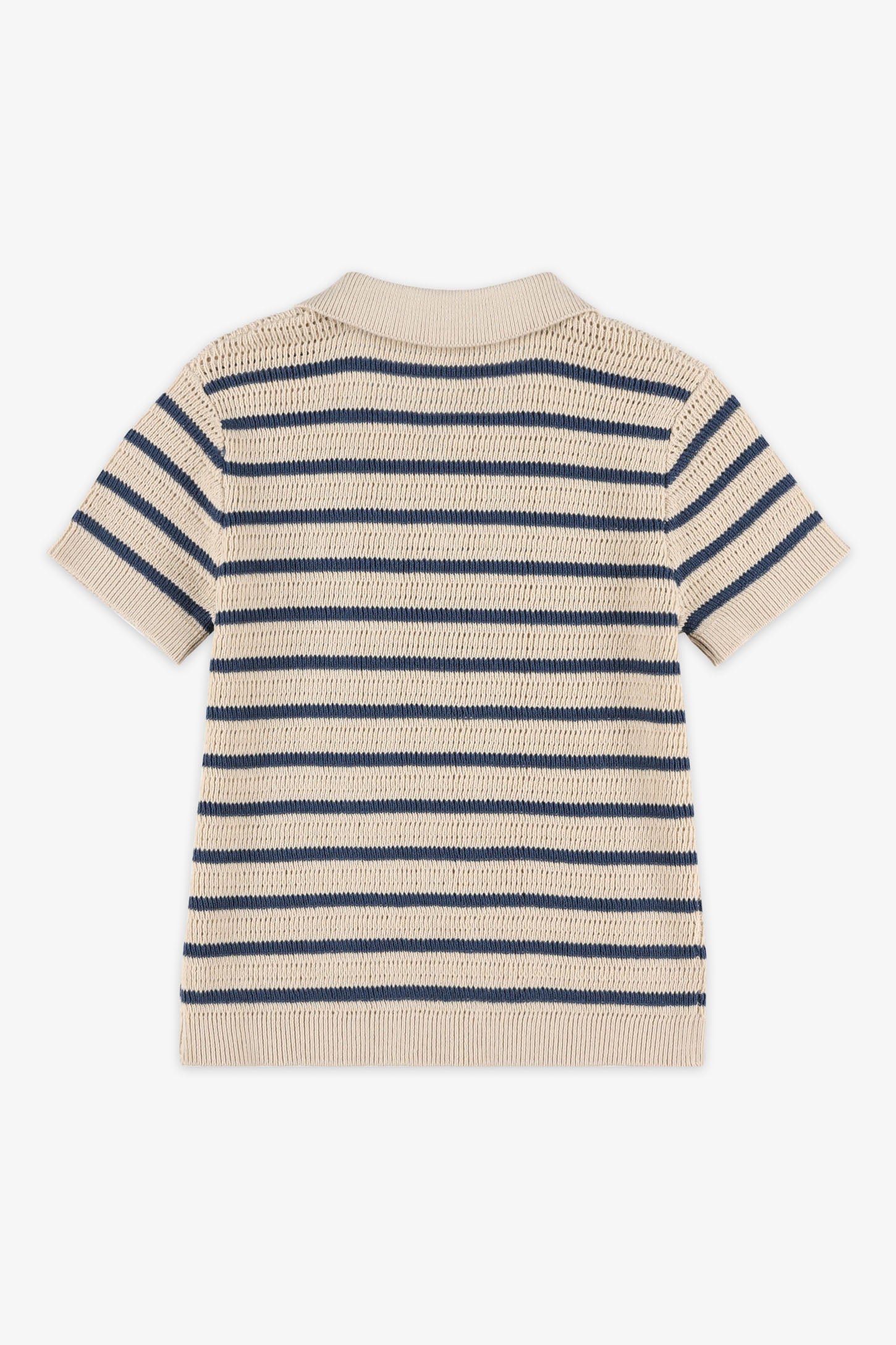 Polo rayé manches courtes en tricot - Enfant garçon && BEIGE