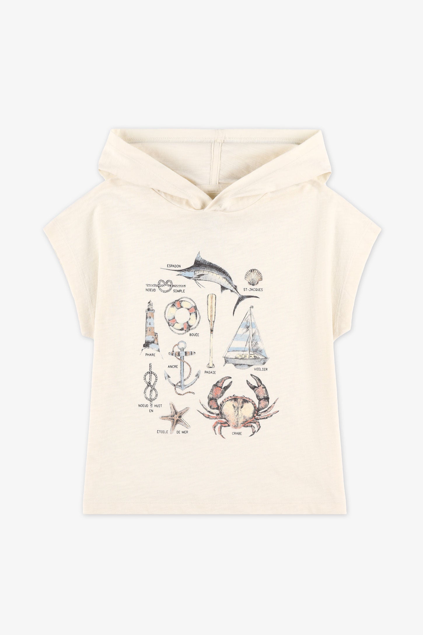T-shirt à capuchon coton - Enfant garçon && BLANC CASSÉ