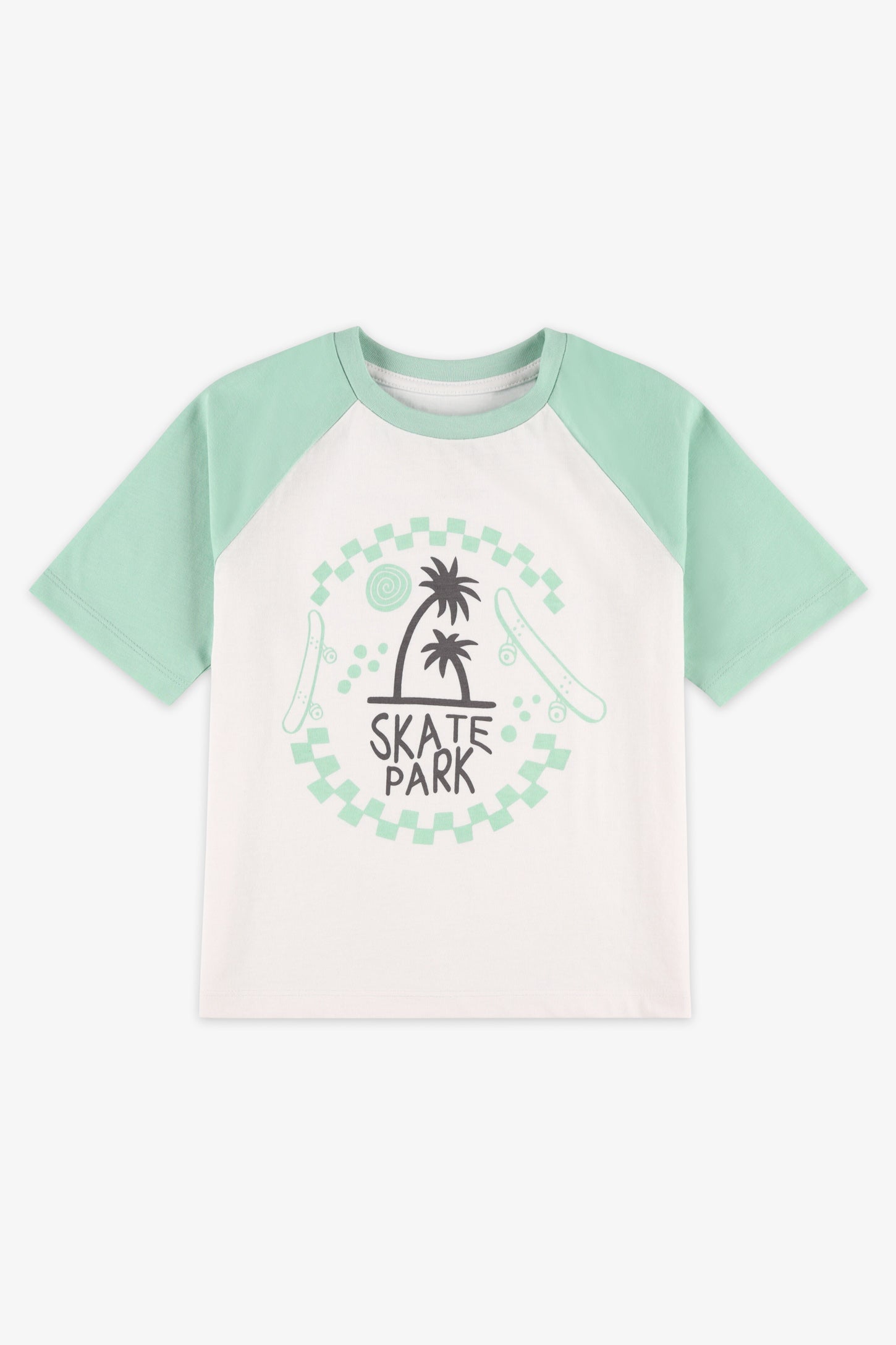 T-shirt col rond coton, 2/20$ - Enfant garçon && BLANC