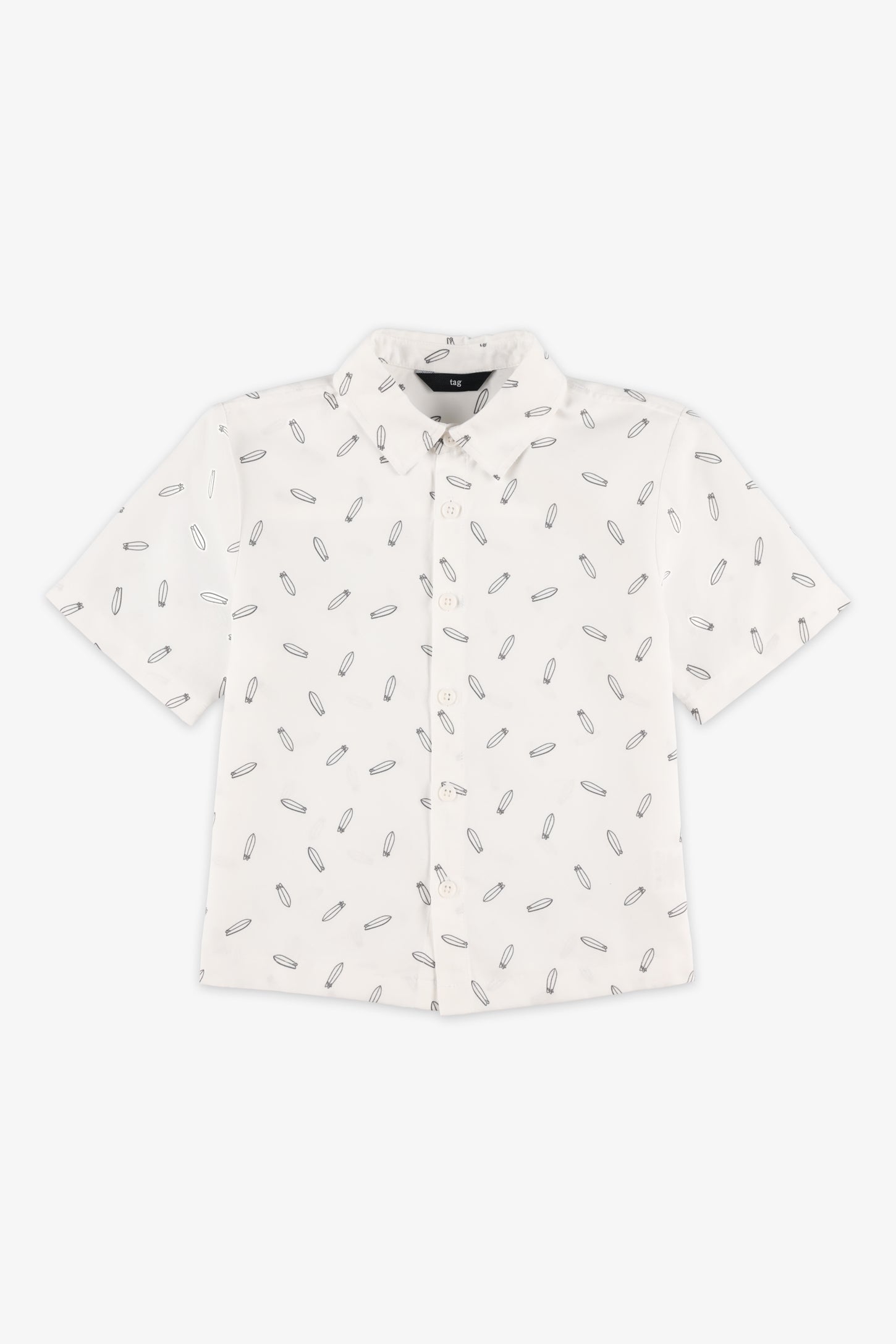 Chemise manches courtes imprimée - Enfant garçon && BLANC