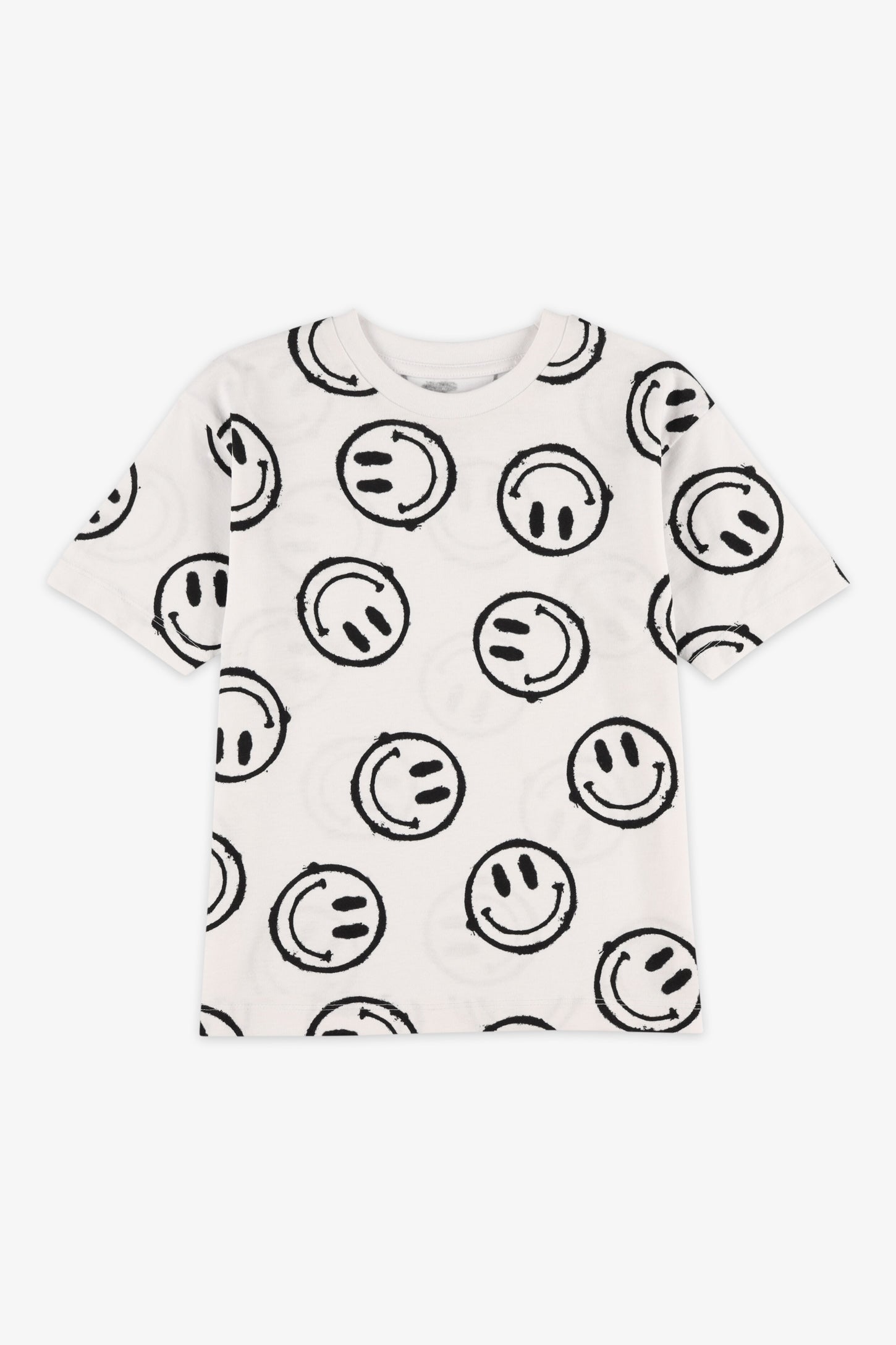 T-shirt col rond coton, 2/20$ - Enfant garçon && BLANC