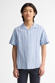 Chemise manches courtes imprimée lin - Ado garçon && BLEU MULTI