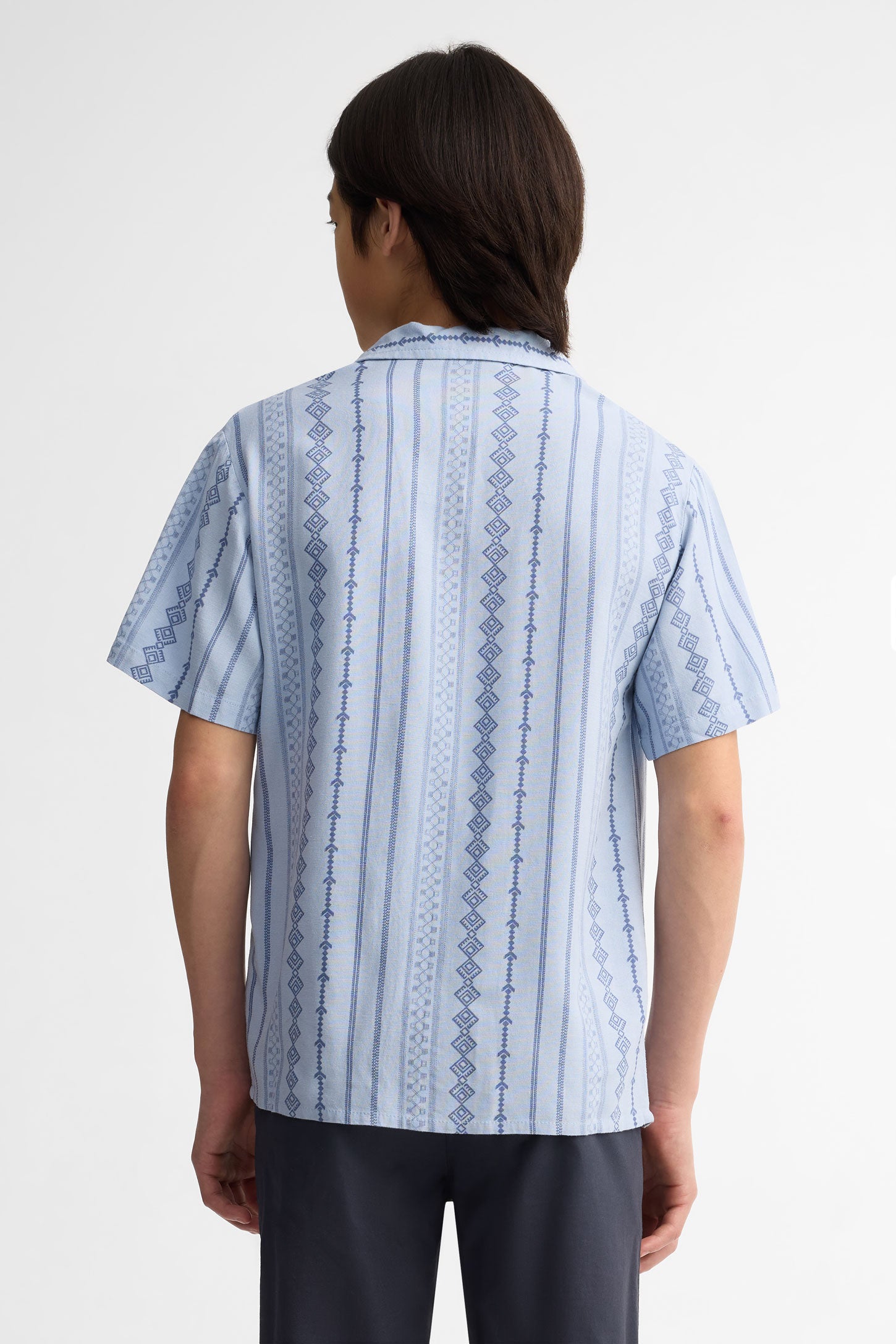 Chemise manches courtes imprimée lin - Ado garçon && BLEU MULTI