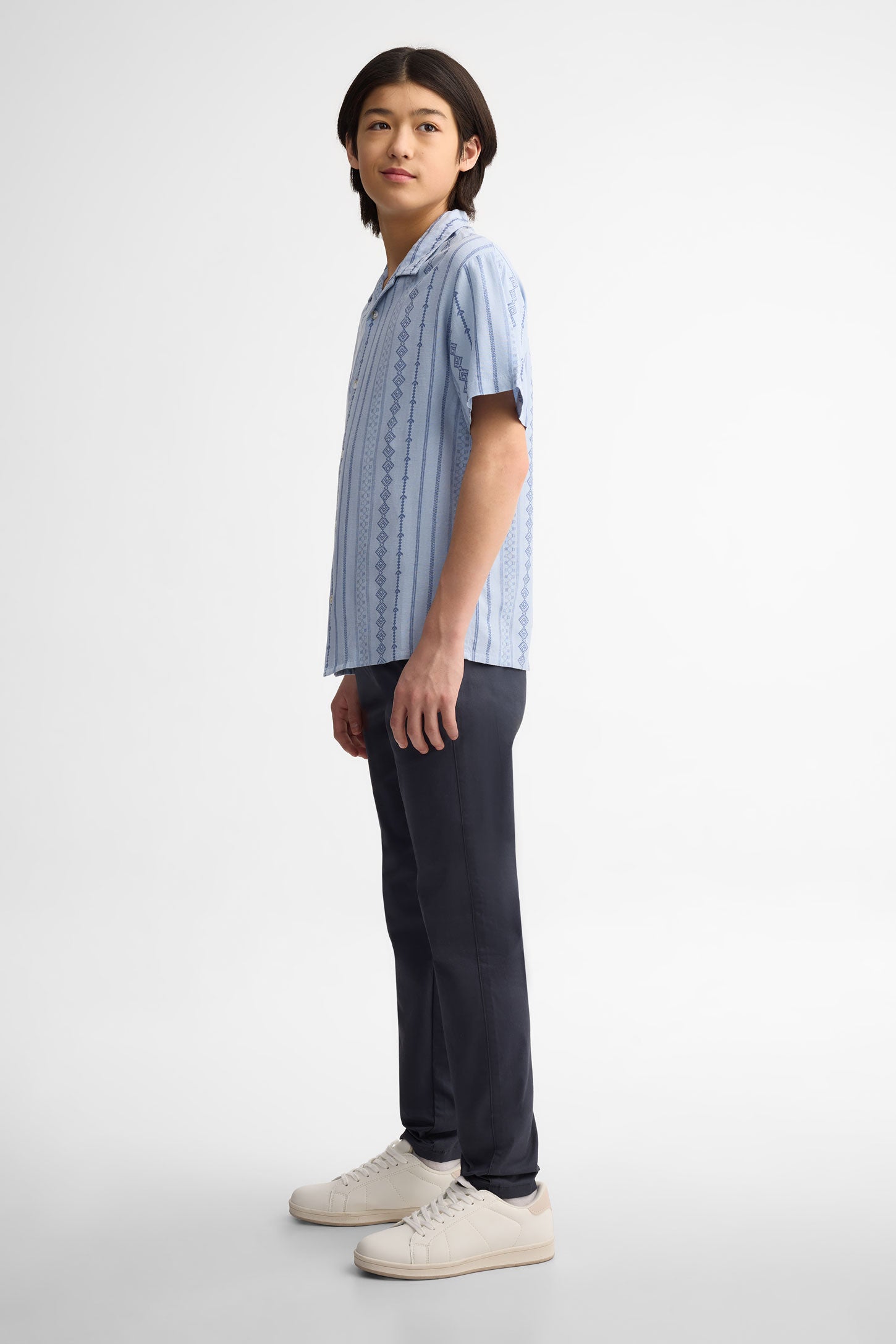 Chemise manches courtes imprimée lin - Ado garçon && BLEU MULTI