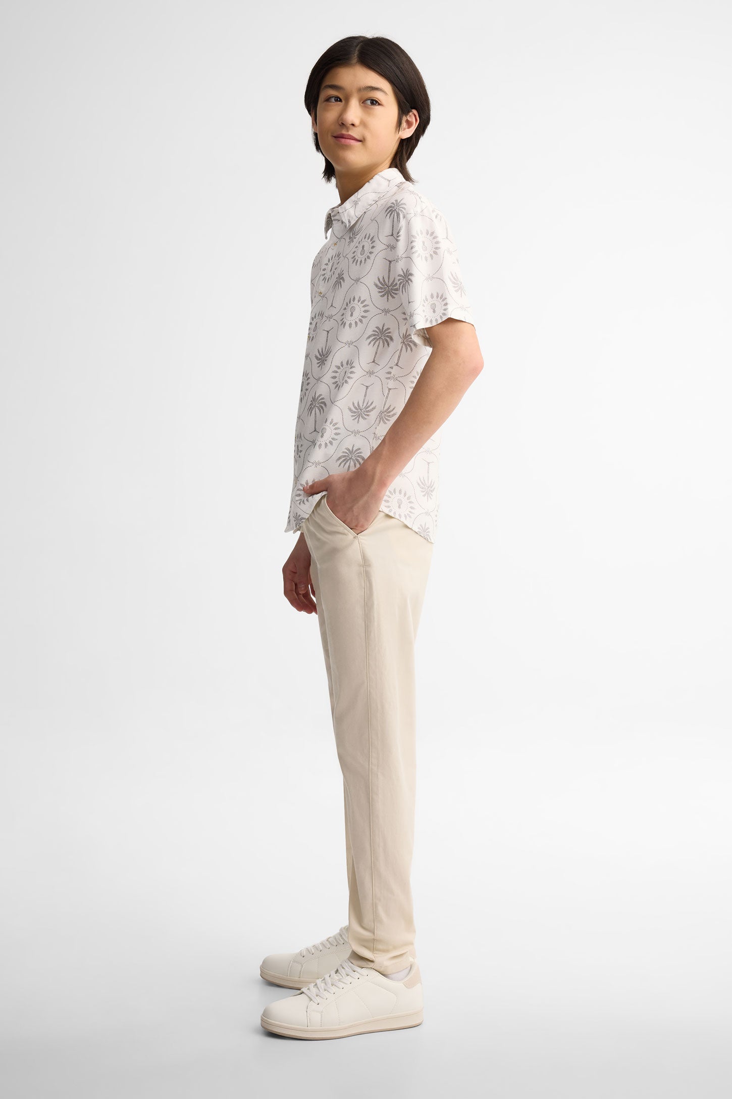 Chemise manches courtes coupe droite - Ado garçon && BEIGE/MULTI