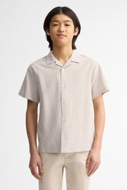 Chemise manches courtes imprimée lin - Ado garçon && BEIGE/MULTI