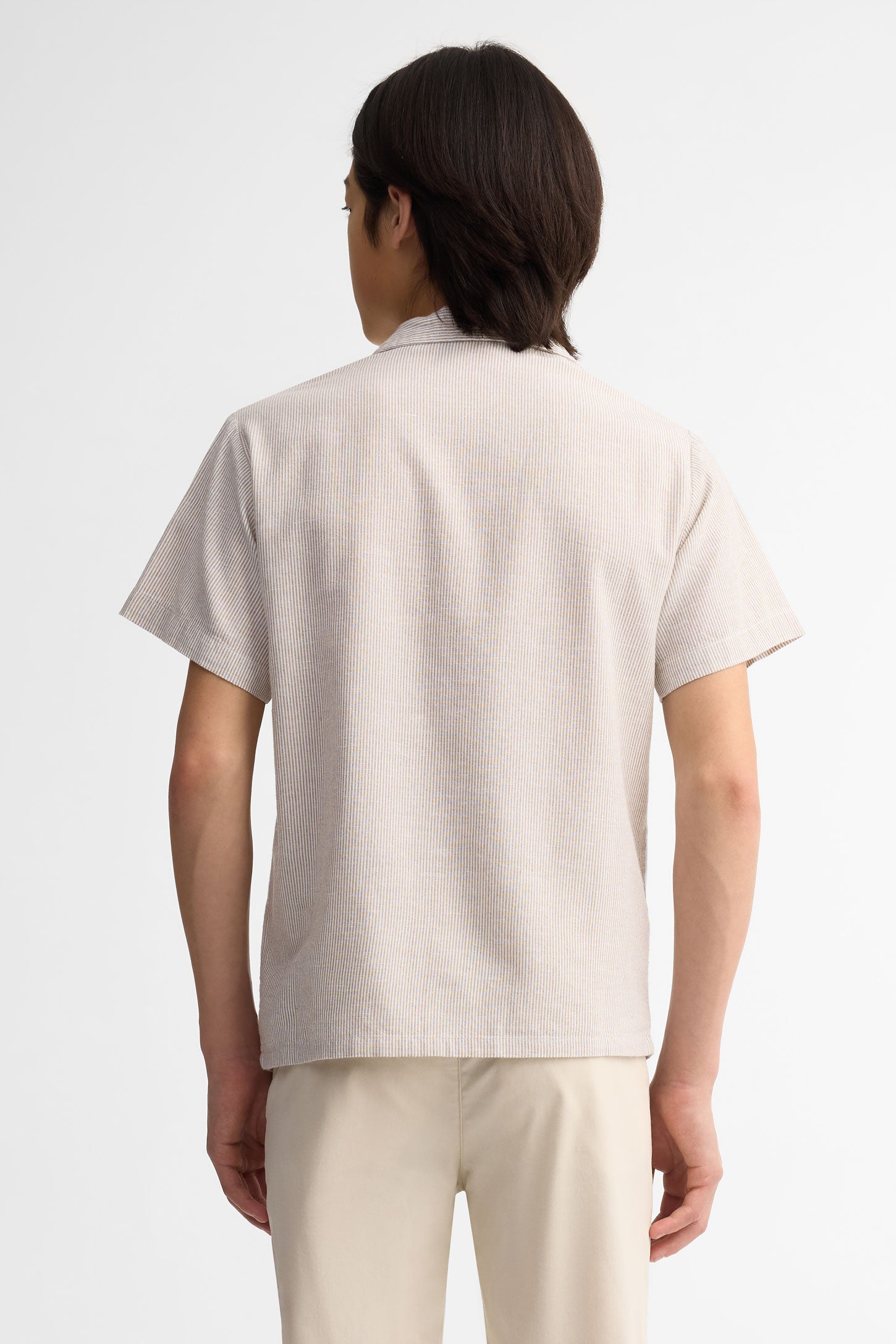 Chemise manches courtes imprimée lin - Ado garçon && BEIGE/MULTI