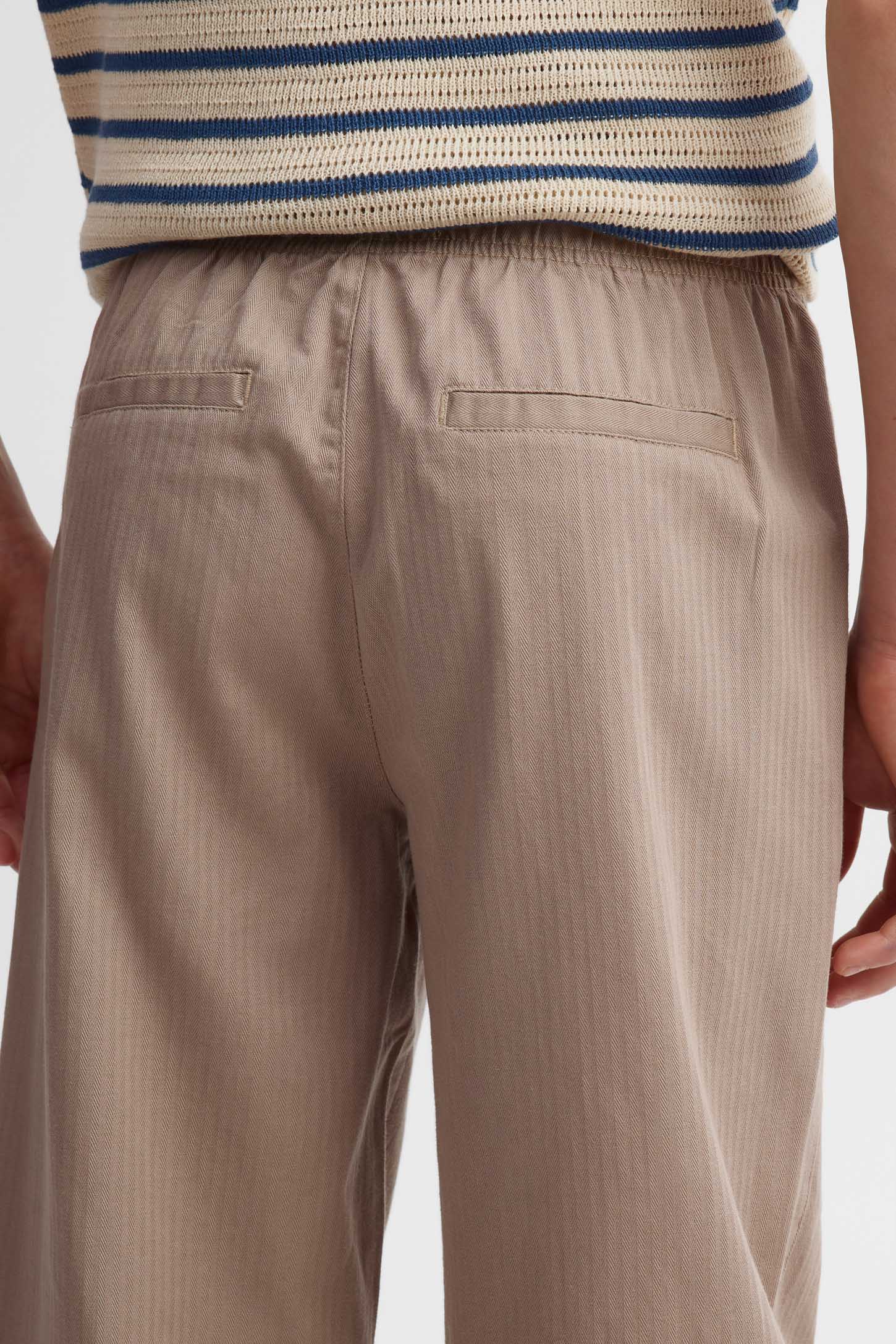 Pantalon jambe large taille élastique - Ado garçon && BEIGE