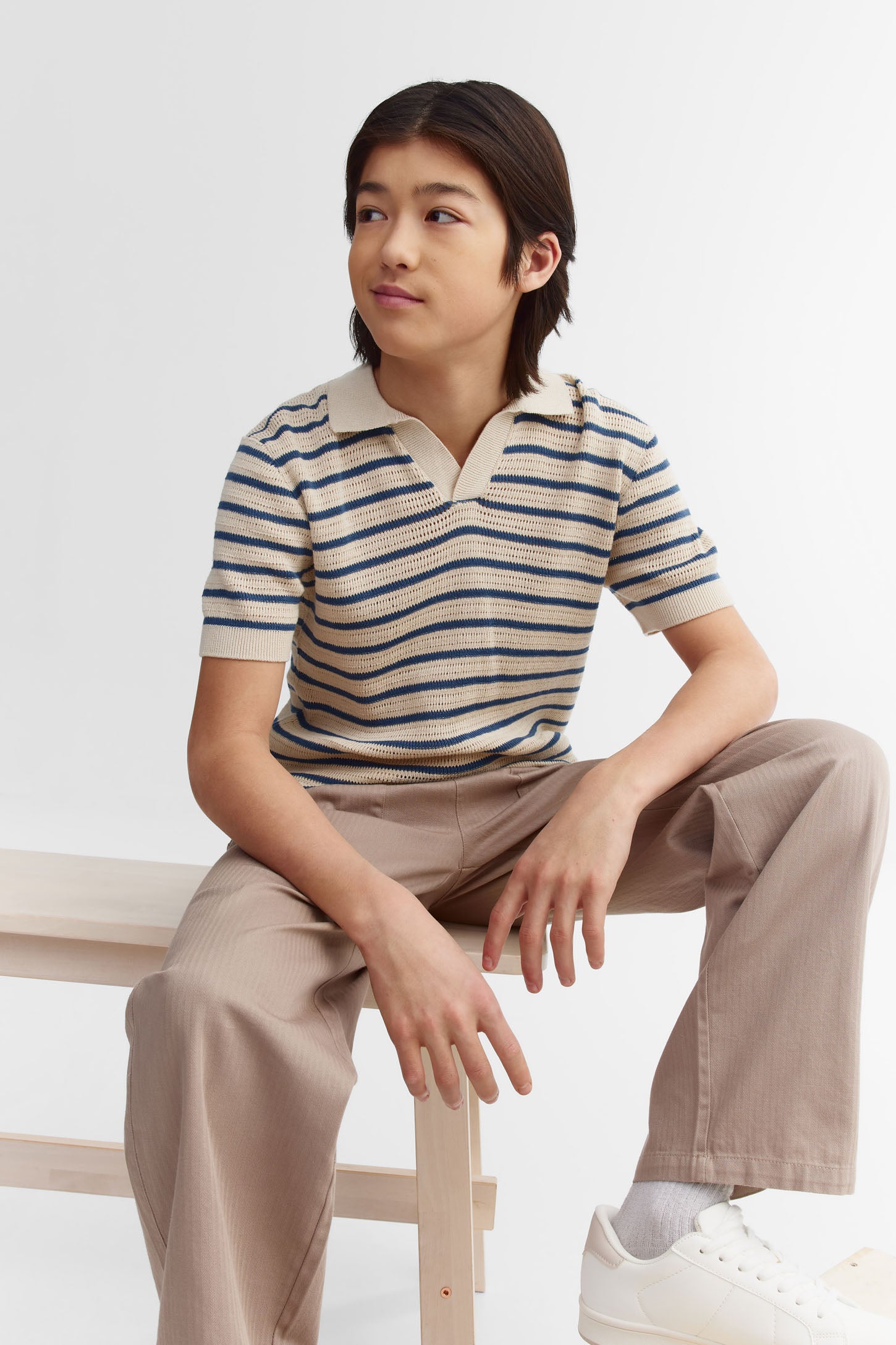 Pantalon jambe large taille élastique - Ado garçon && BEIGE