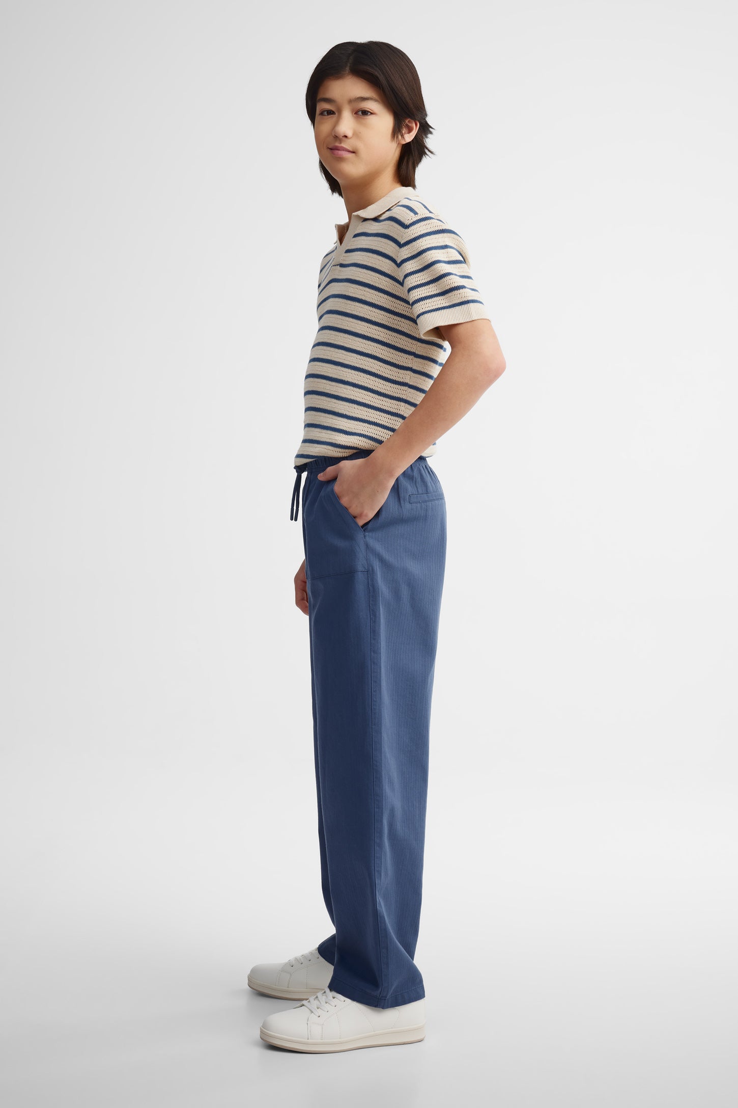 Pantalon jambe large taille élastique - Ado garçon && INDIGO