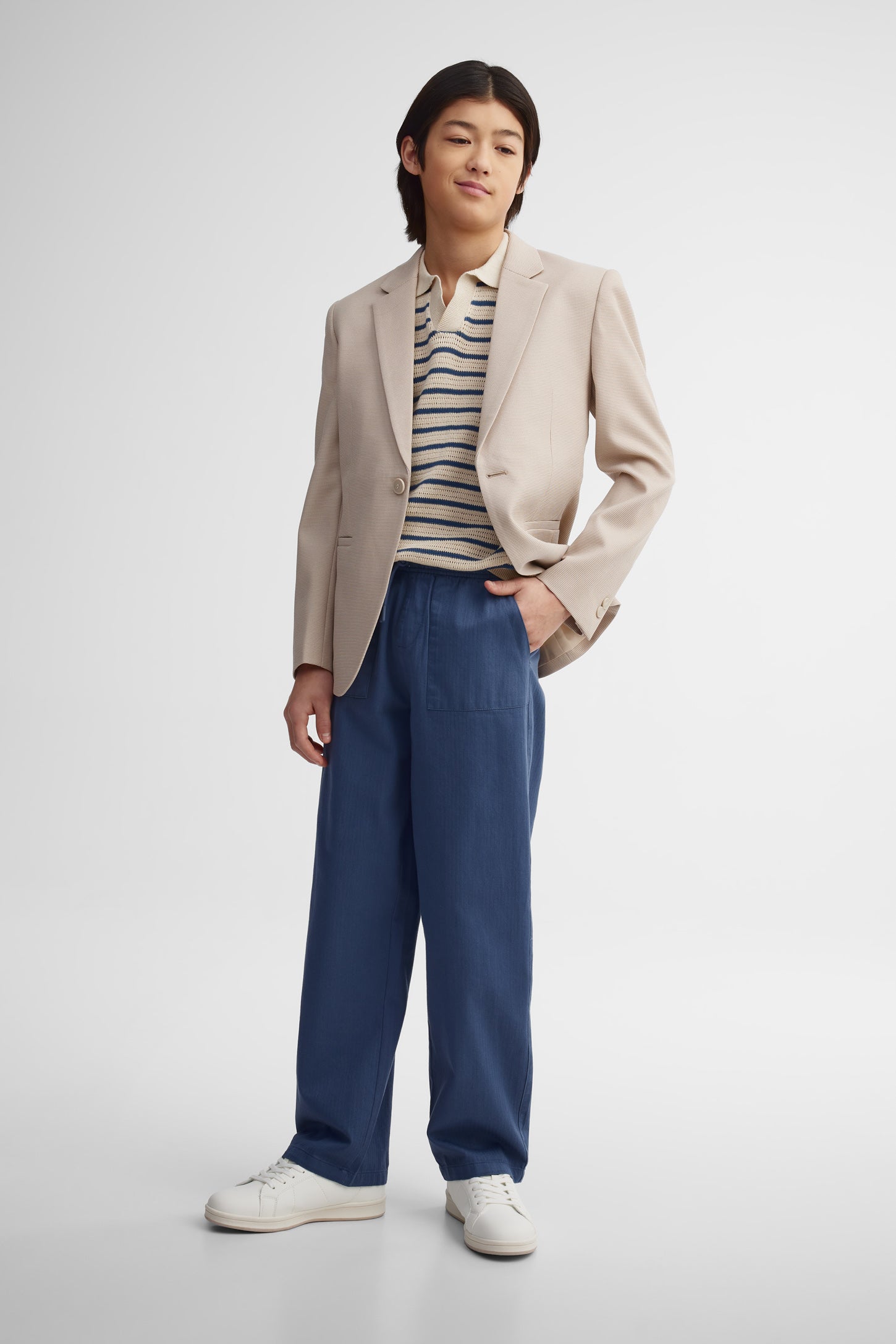Pantalon jambe large taille élastique - Ado garçon && INDIGO