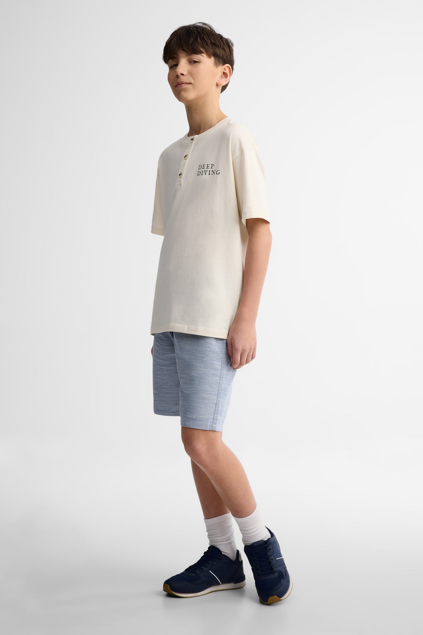 T-shirt Henley coupe ample - Ado garçon && BEIGE