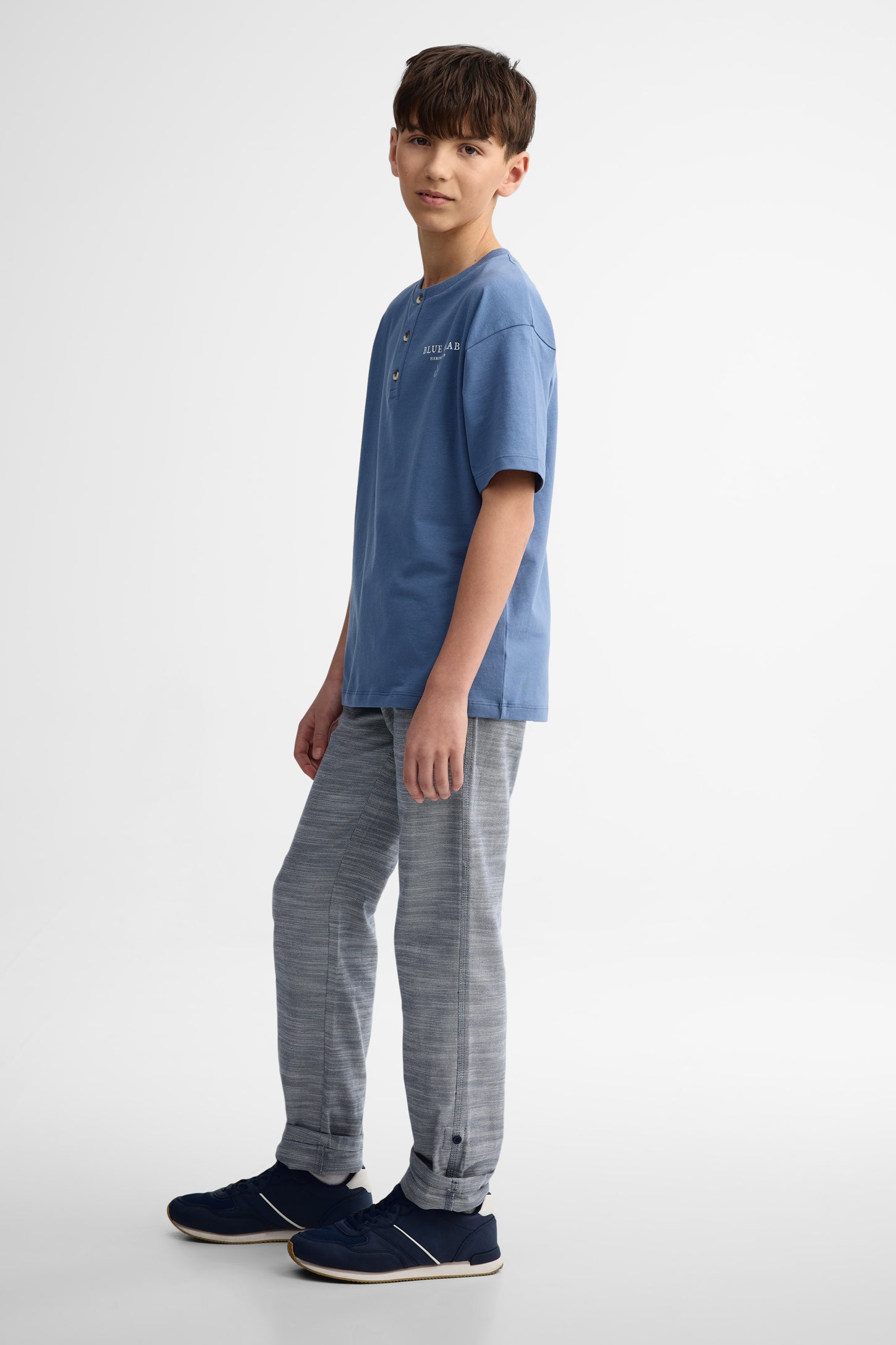T-shirt Henley coupe ample - Ado garçon && BLEU