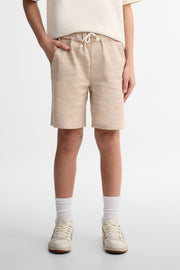 Short taille élastique en coton - Ado garçon && BRUN
