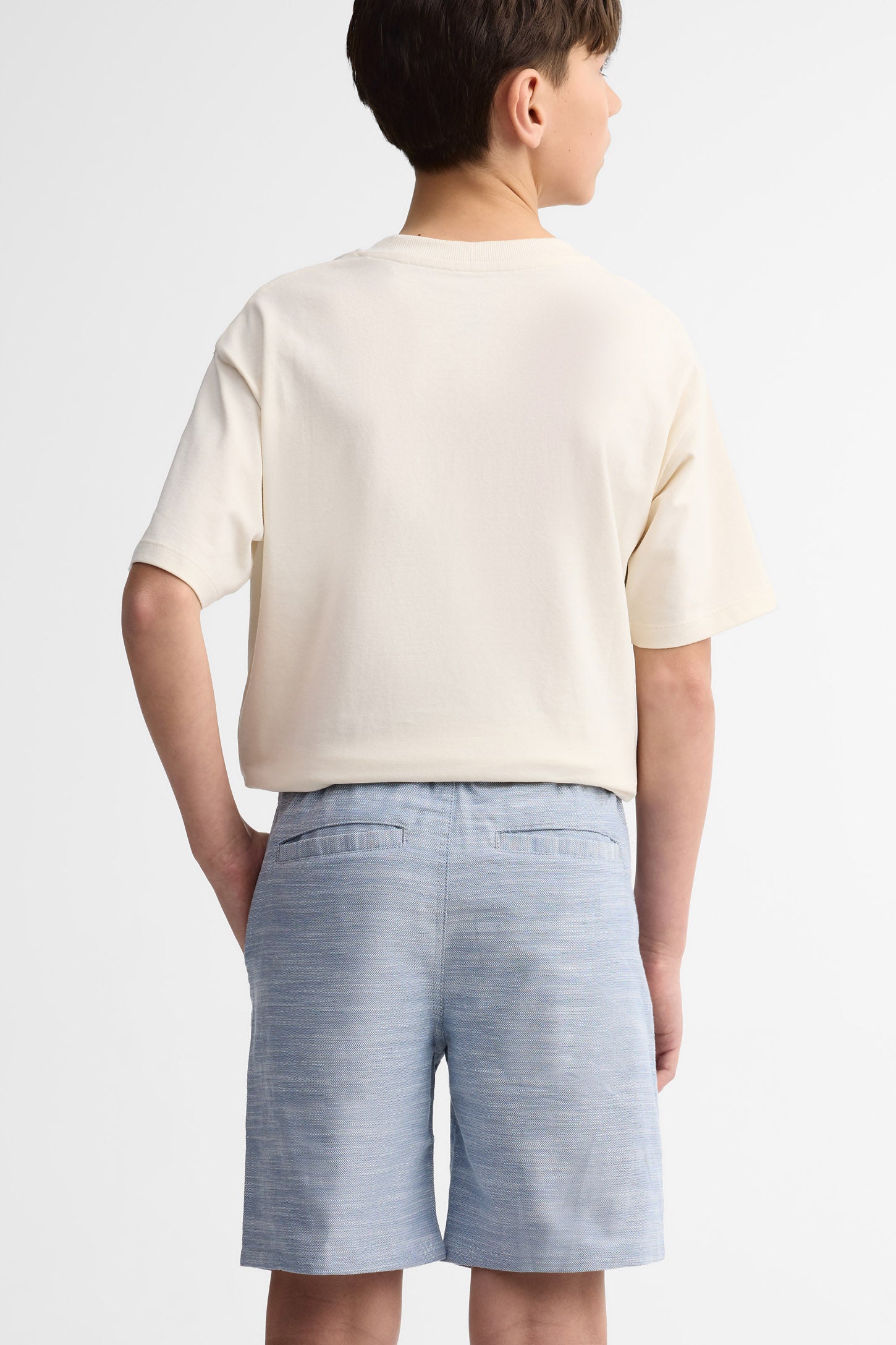 Short taille élastique en coton - Ado garçon && BLEU
