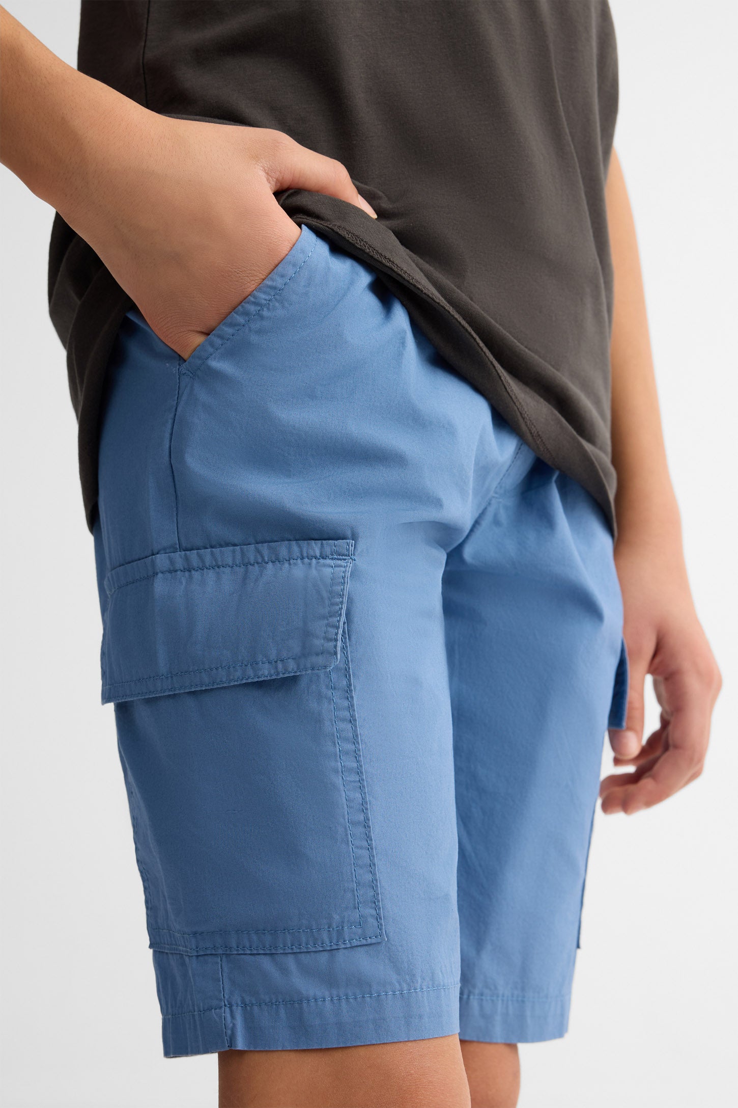 Short cargo en coton - Ado garçon && BLEU