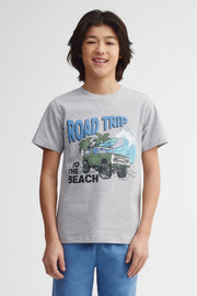 T-shirts col rond coton, 2/25$ - Ado garçon && GRIS MIXTE