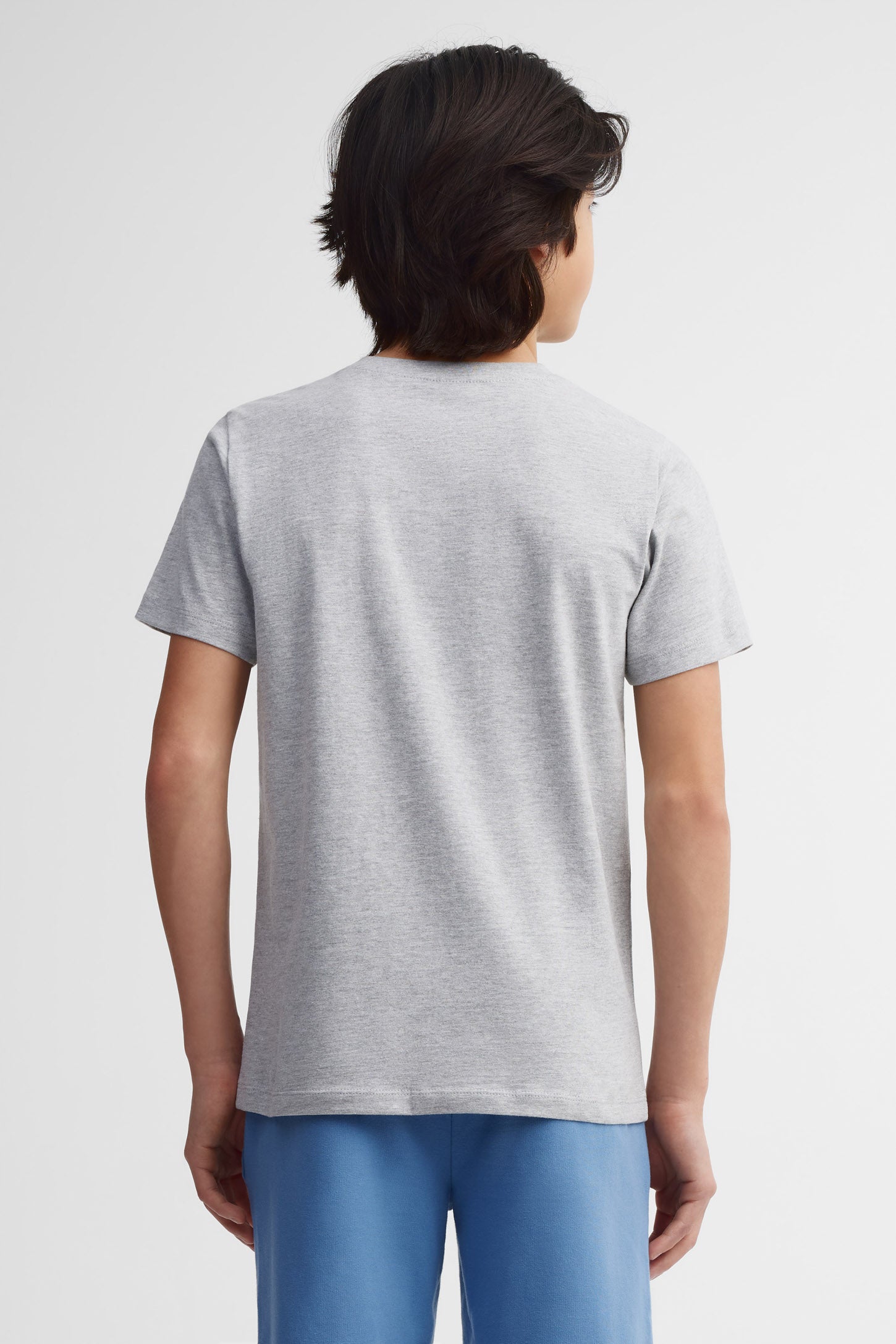 T-shirts col rond coton, 2/25$ - Ado garçon && GRIS MIXTE