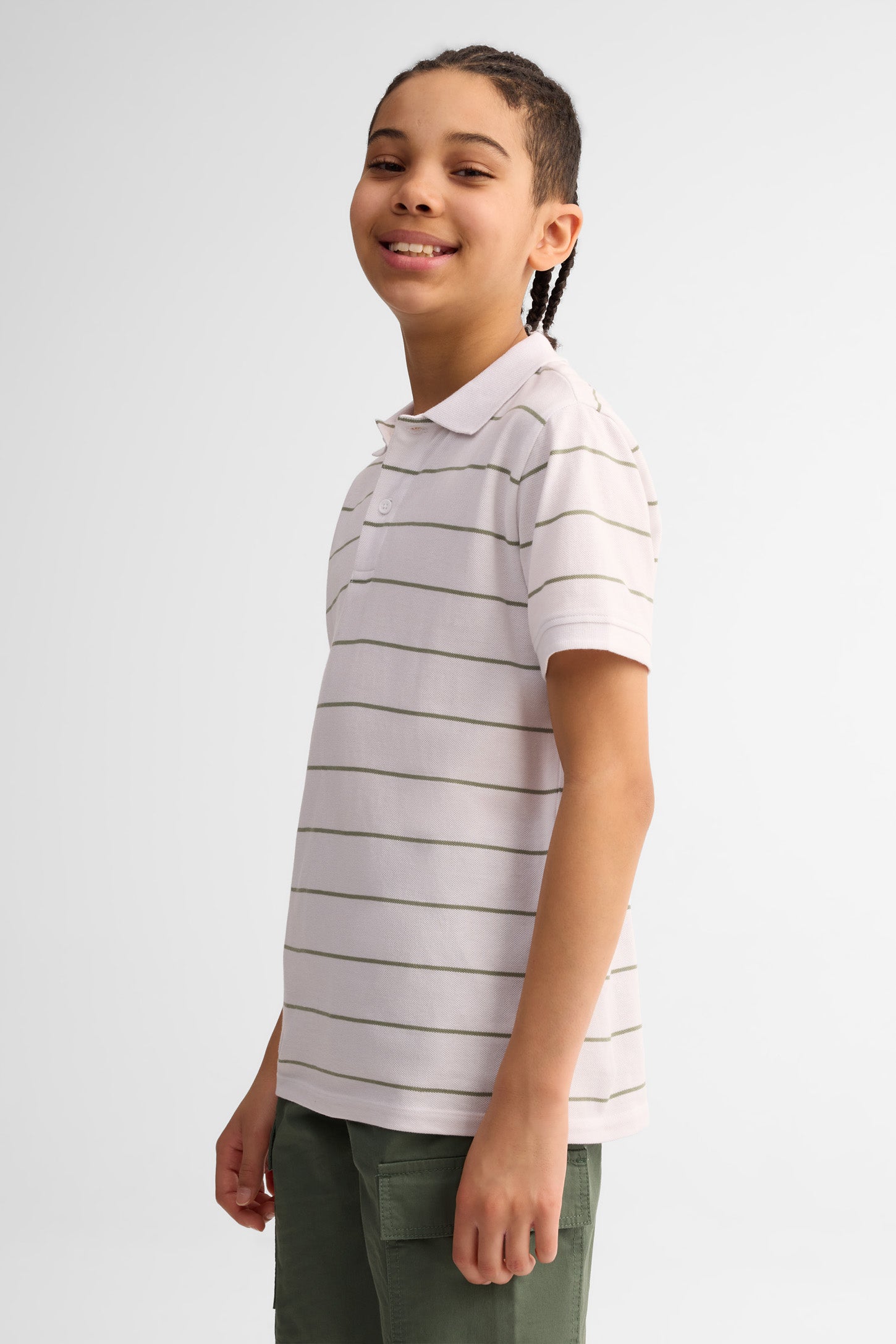 Polo manches courtes coton - Ado garçon && BLANC MULTI