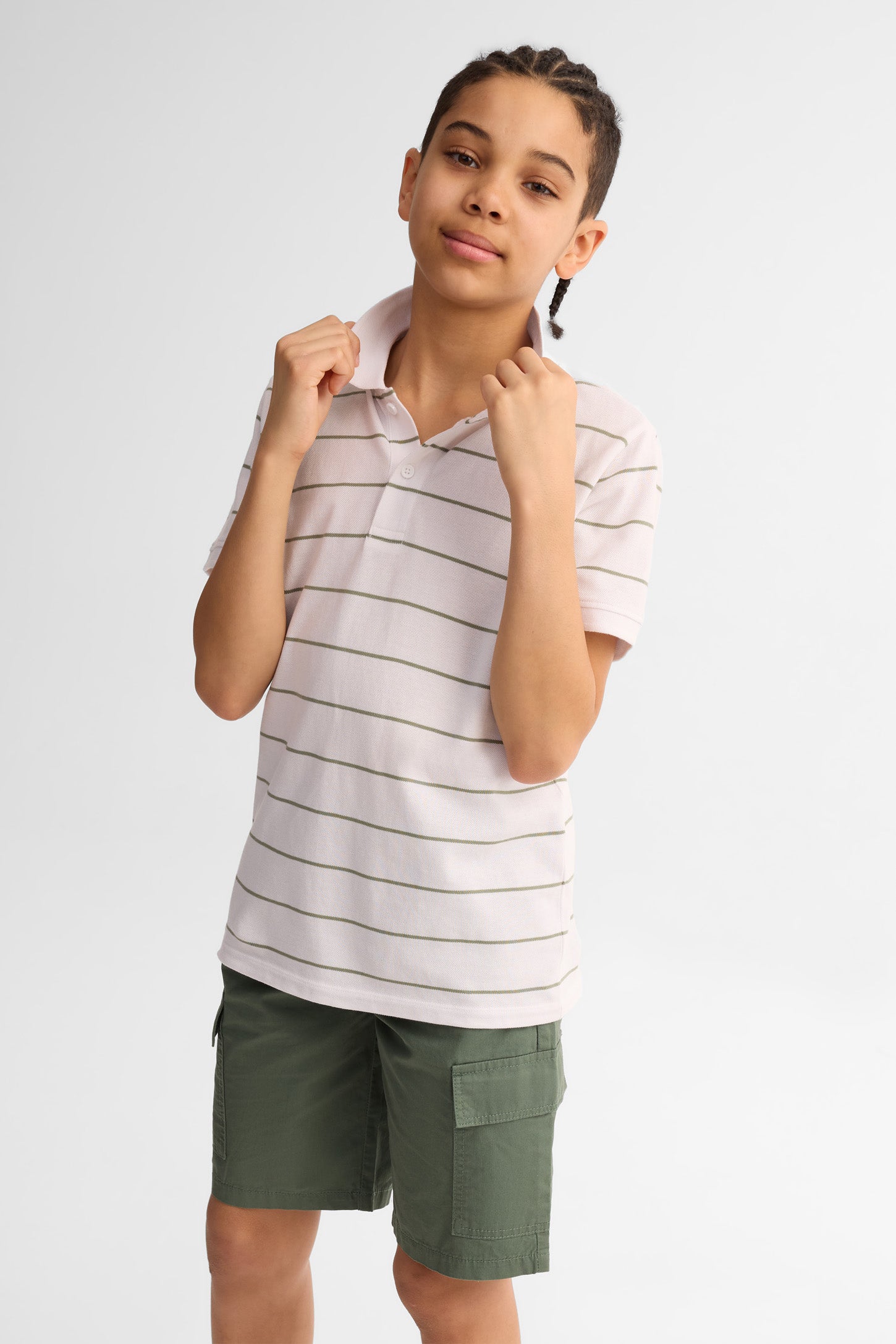 Polo manches courtes coton - Ado garçon && BLANC MULTI